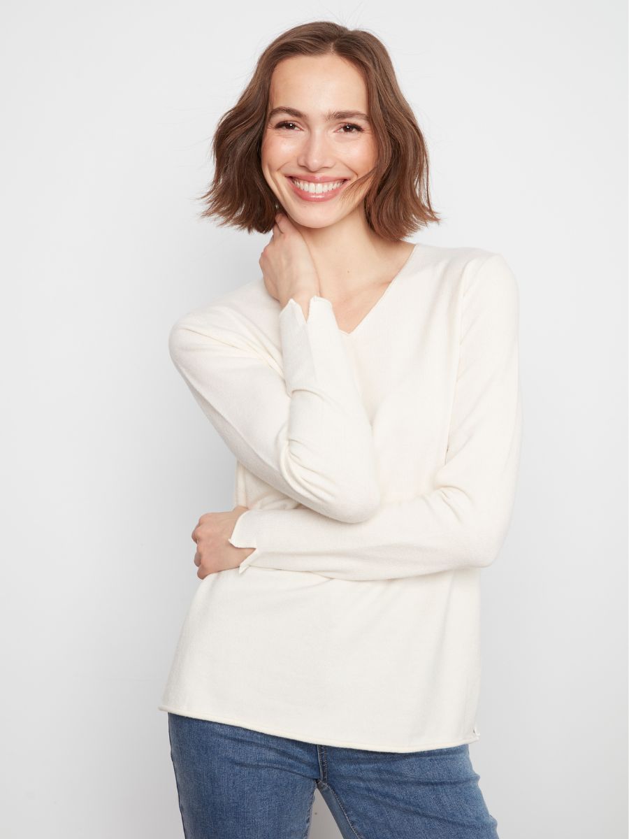 Charlie B Jenny Plushy V-Neck Sweater