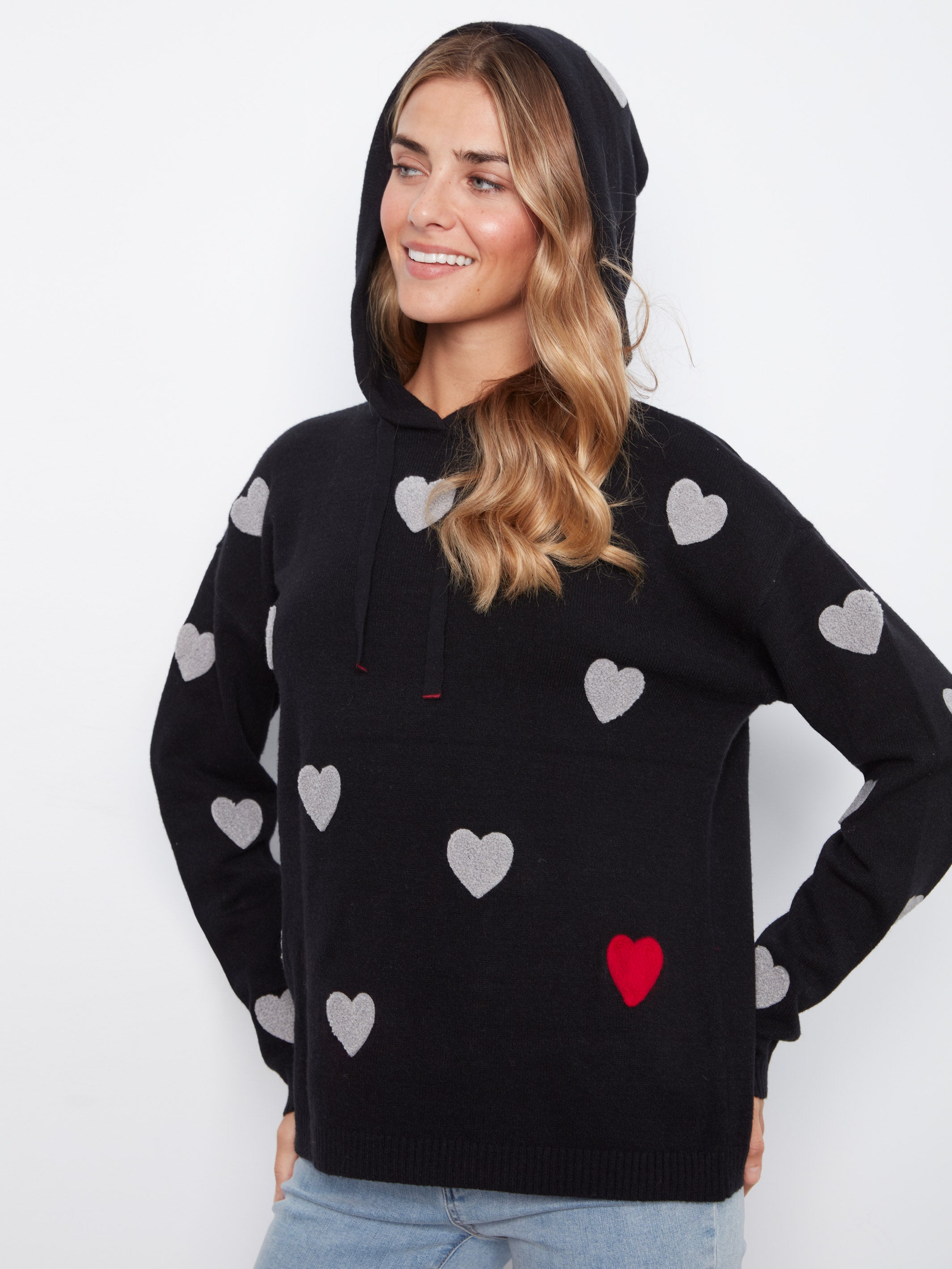 Charlie B Hearts N Hoods Hooded Pullover Sweater