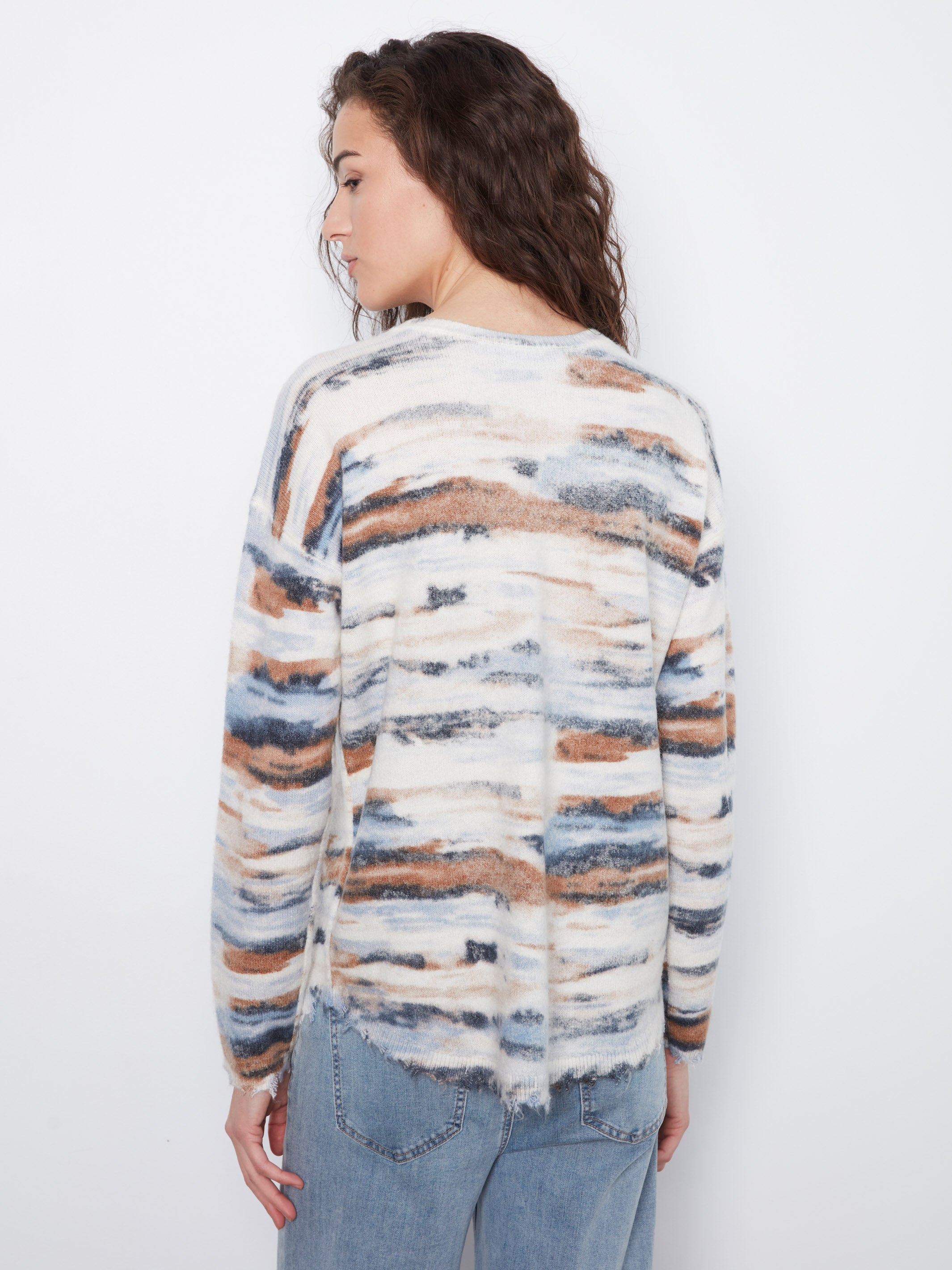 Charlie B Whispered Romance Reversible Raw Edge Crew Neck Sweater