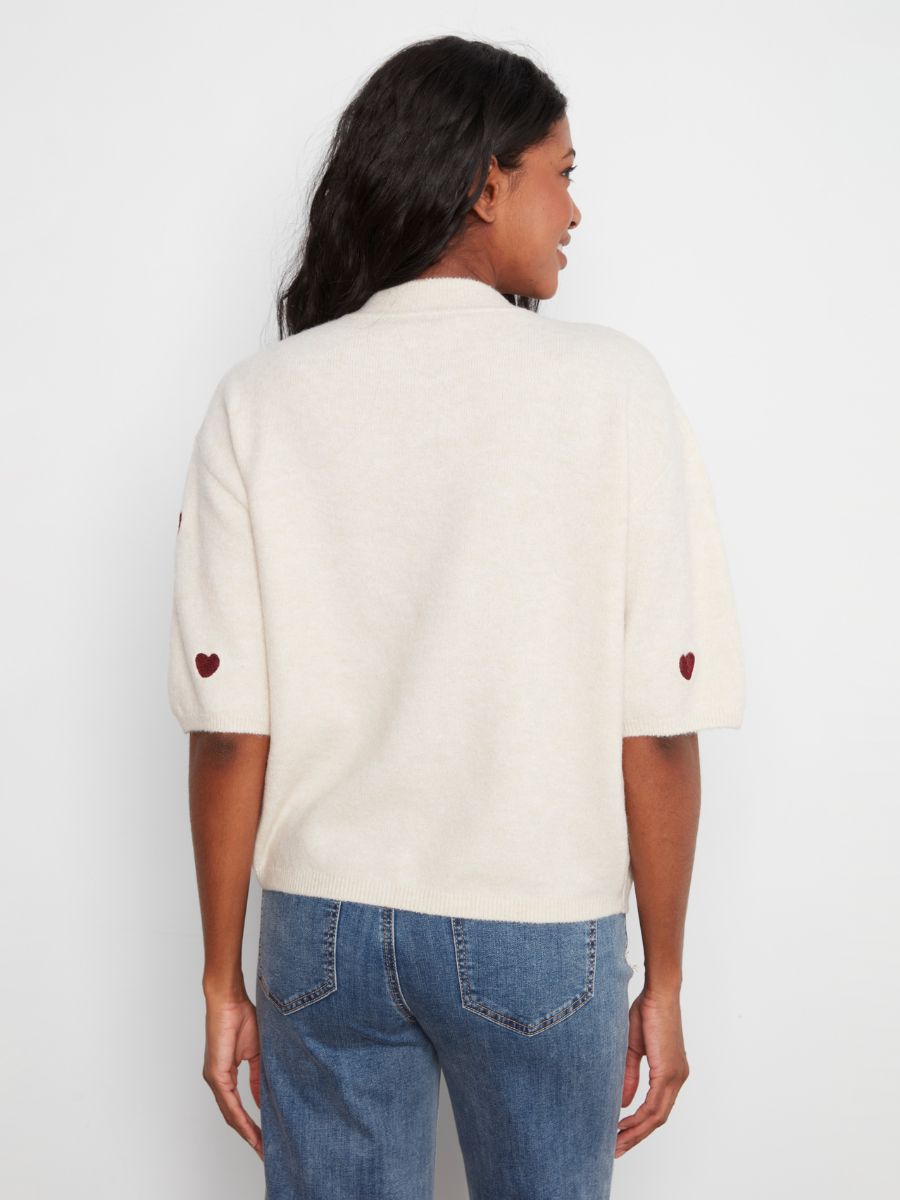 Charlie B Whisper Hearts Elbow Sleeve Sweater