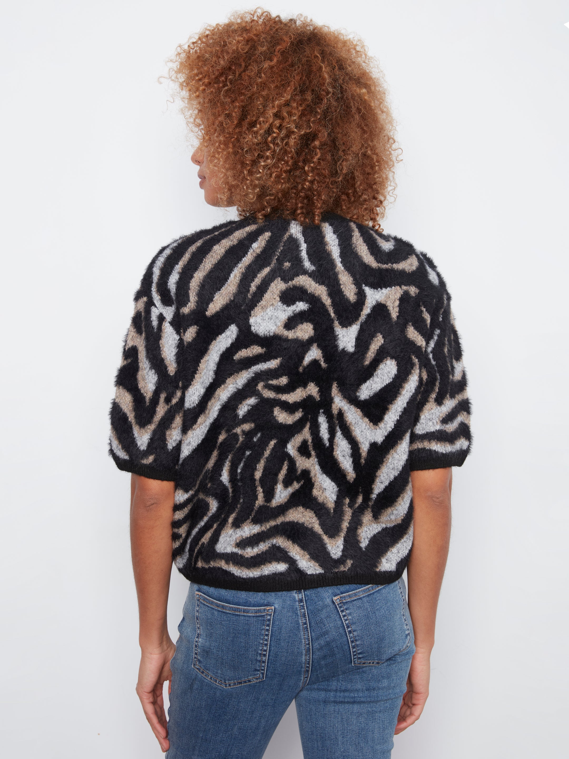 Charlie B Whisper Romance Animal Print Elbow Sleeve Top