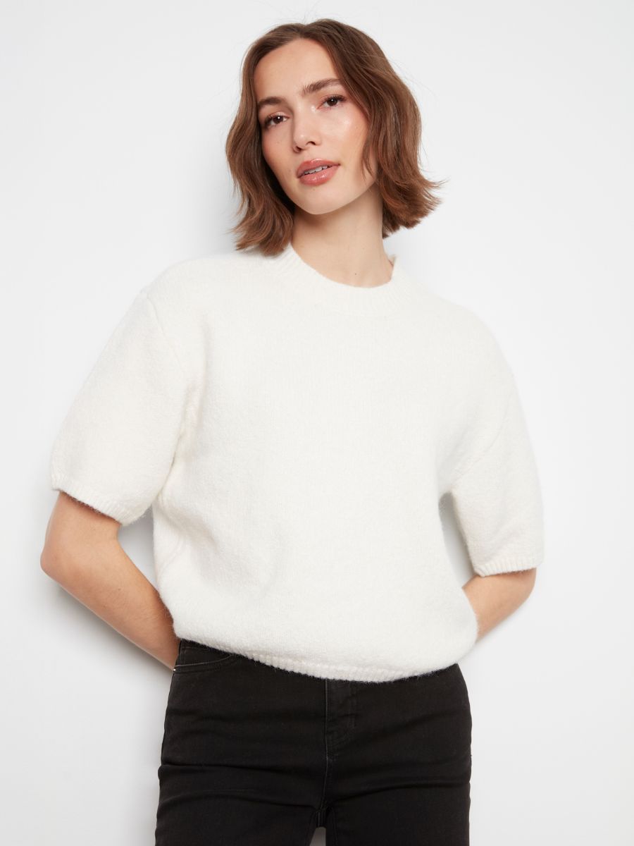 Charlie B Whisper Romance Elbow Sleeve Crew Sweater