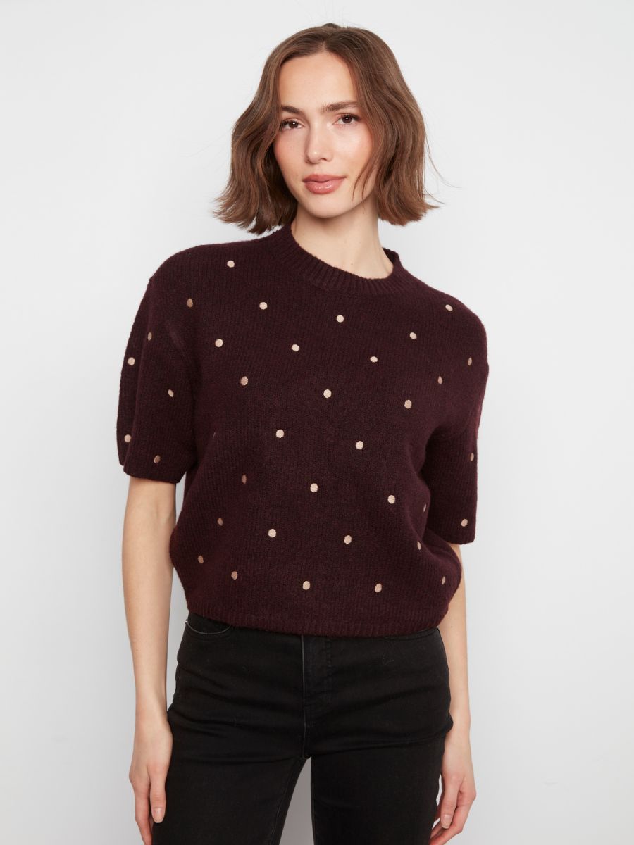 Charlie B Whisper Romance Dots  Crew Sweater