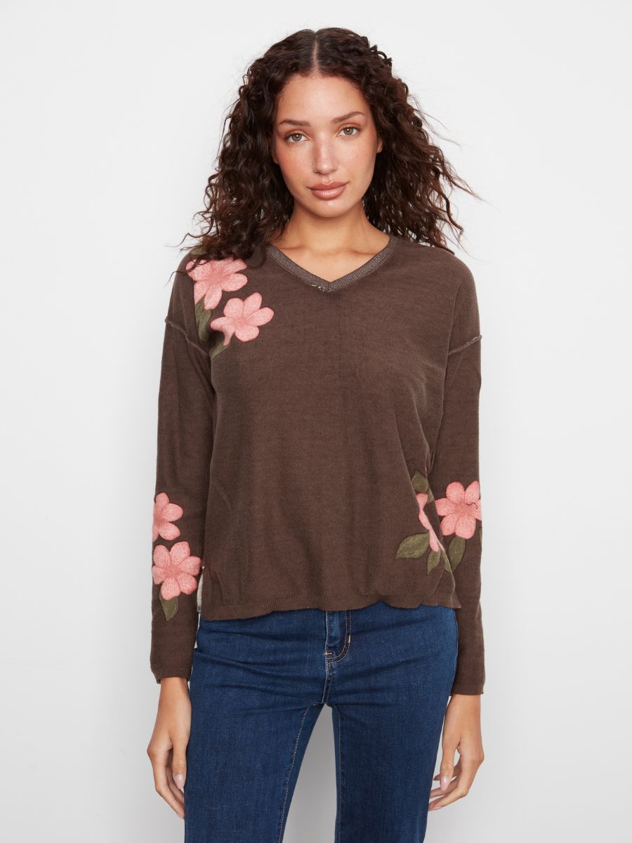 Charlie B Whisper Romance Reversible Cotton V-Neck Sweater