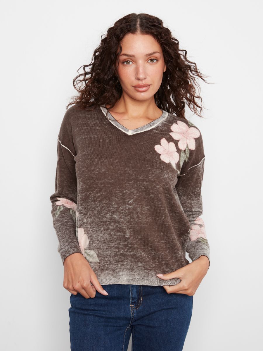 Charlie B Whisper Romance Reversible Cotton V-Neck Sweater