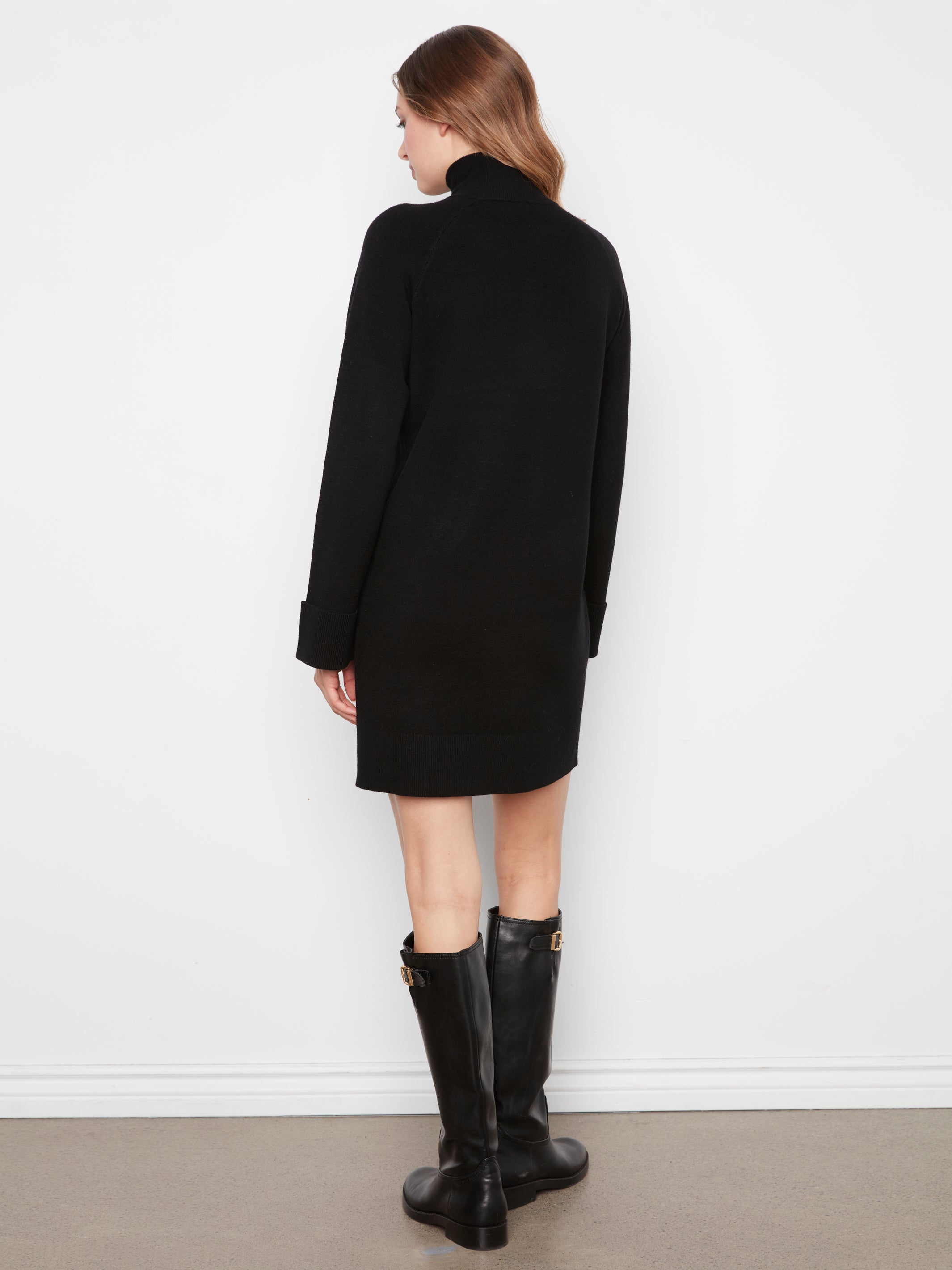 Charlie B Plushy Cuff Mock Neck Sweater Dress