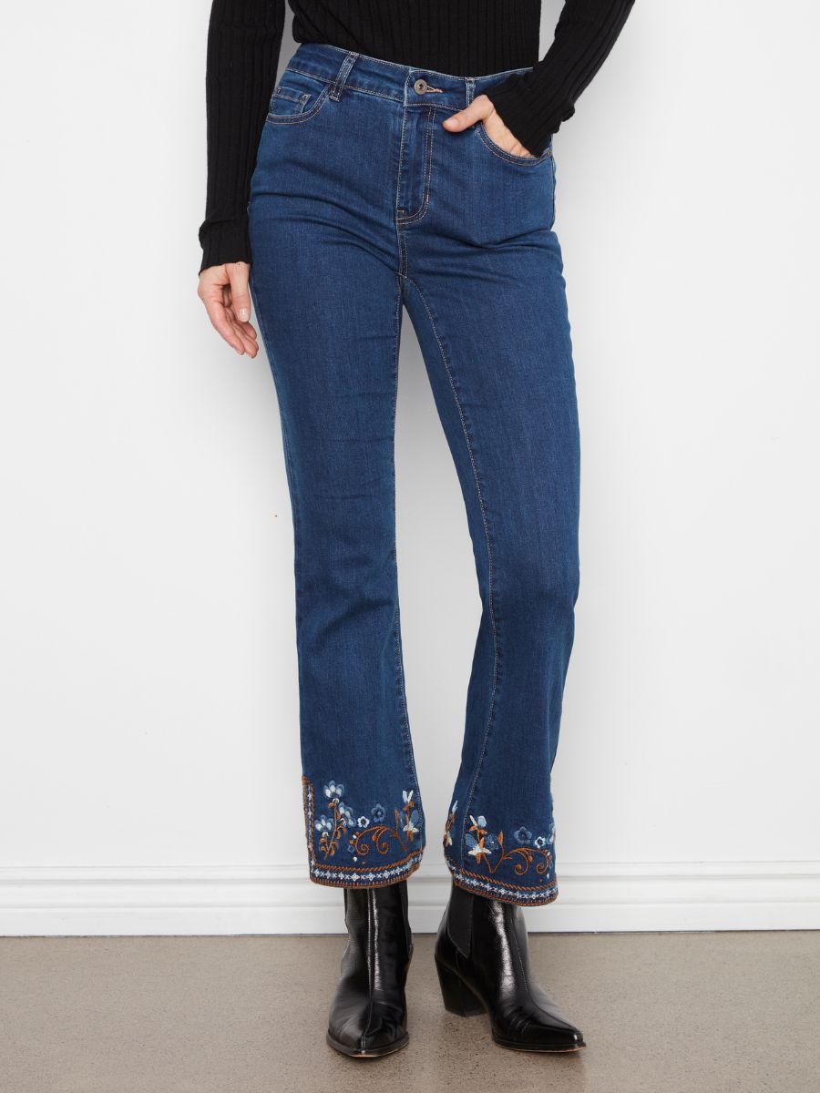 Charlie B Western Embroidered Flare Jean