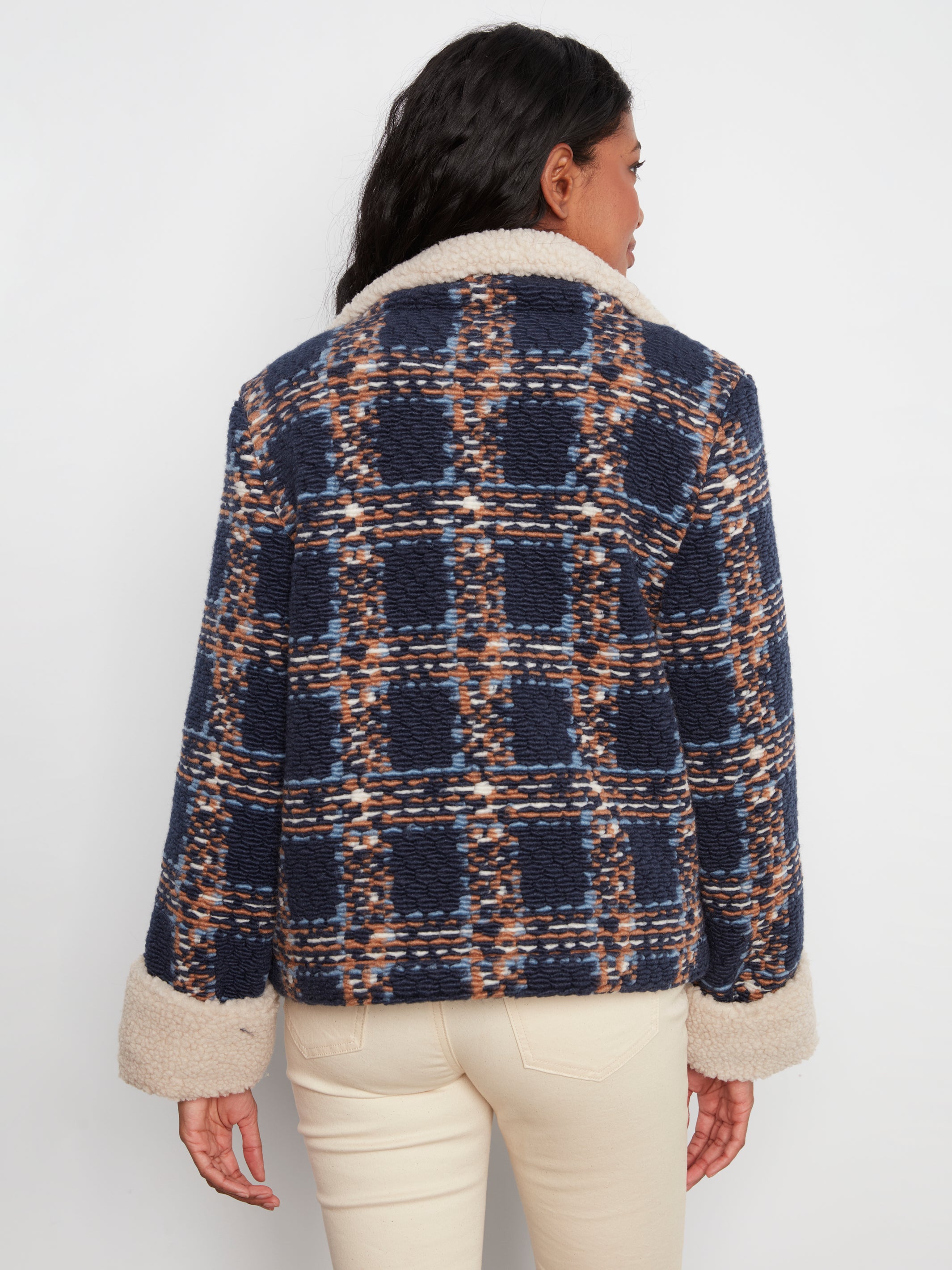 Charlie B Check Bouclé Sherpa Jacket