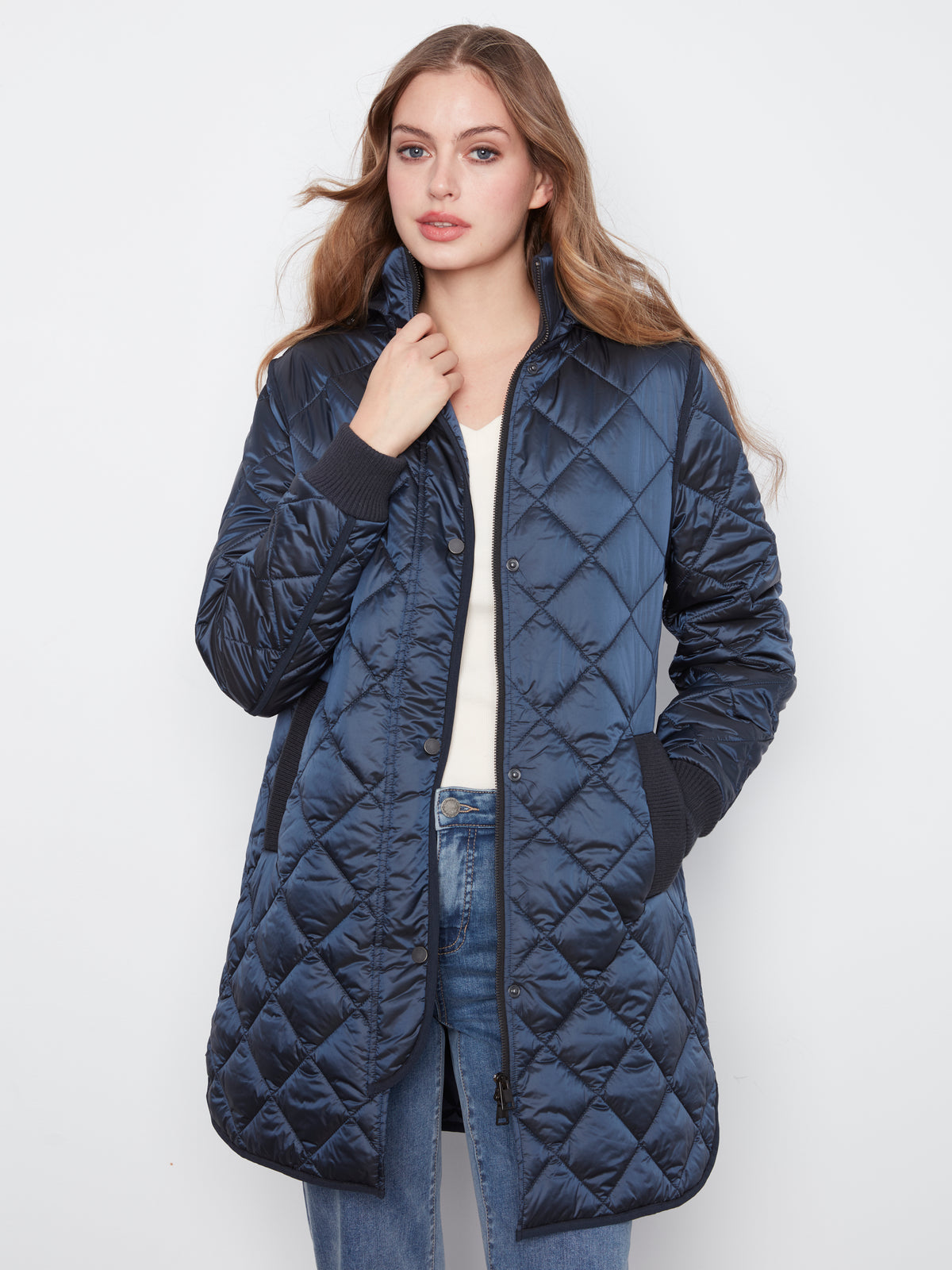 Charlie B Shine N Quilt Hooded Coat