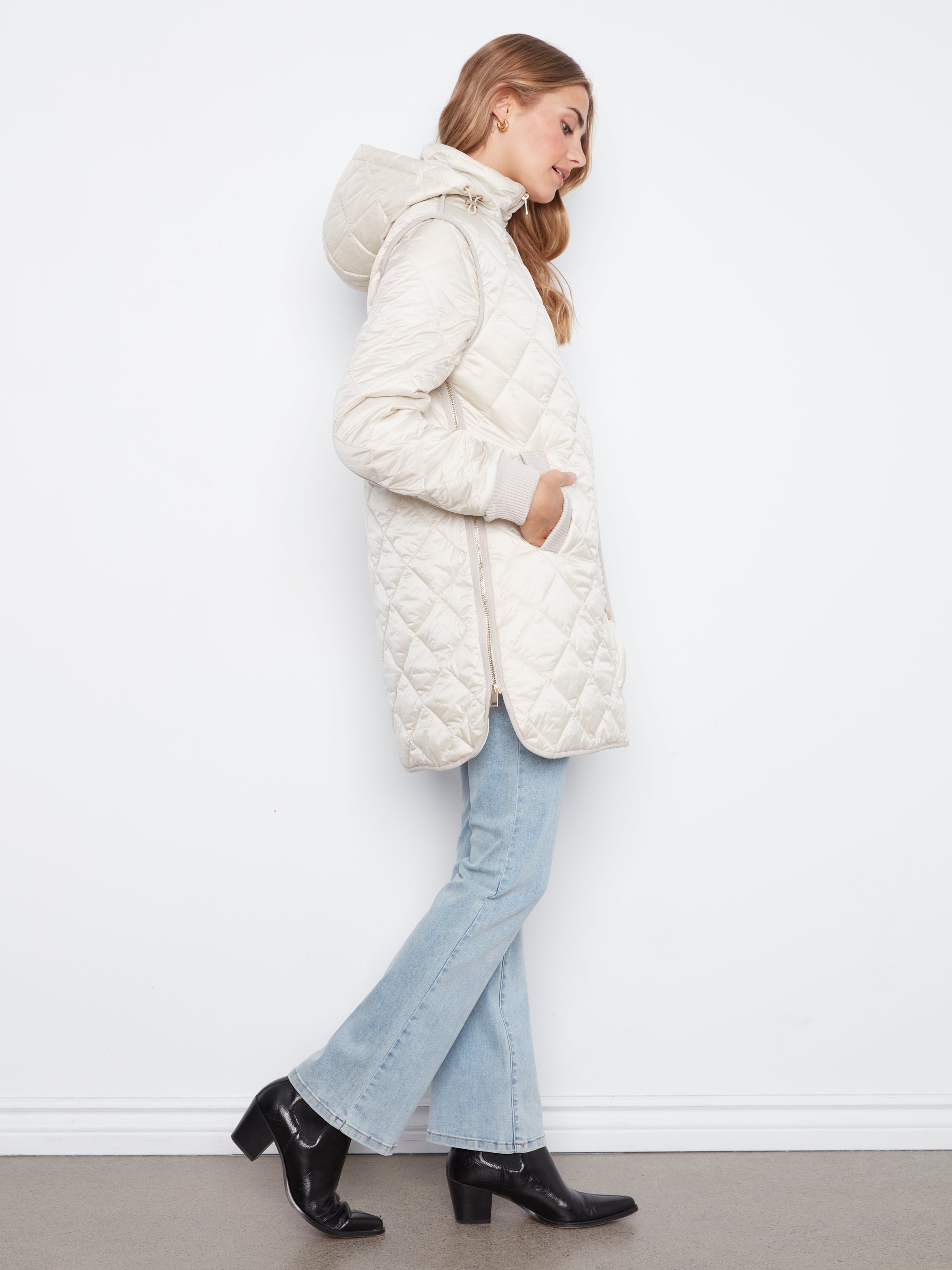 Charlie B Shine N Quilt Hooded Coat
