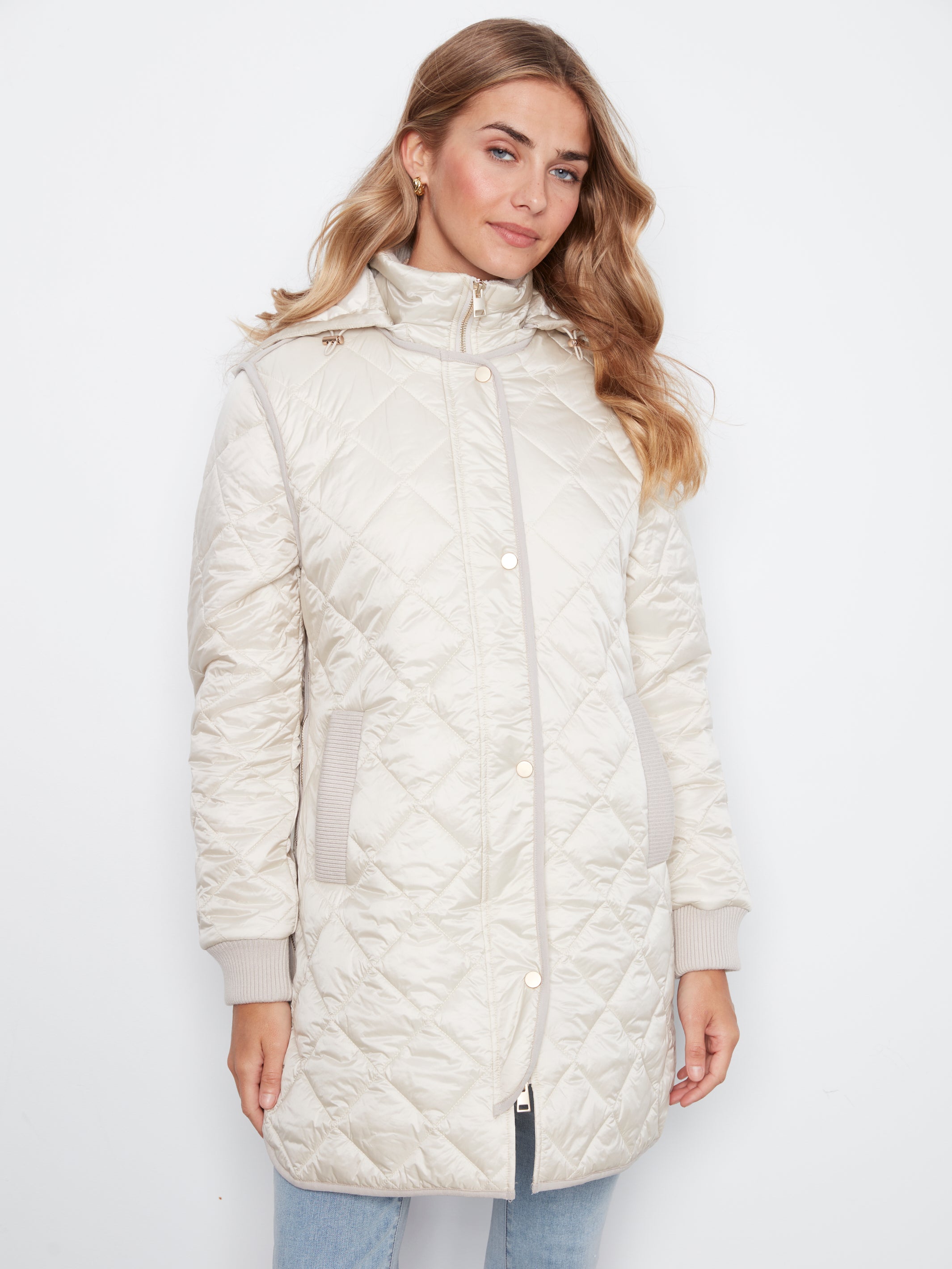Charlie B Shine N Quilt Hooded Coat
