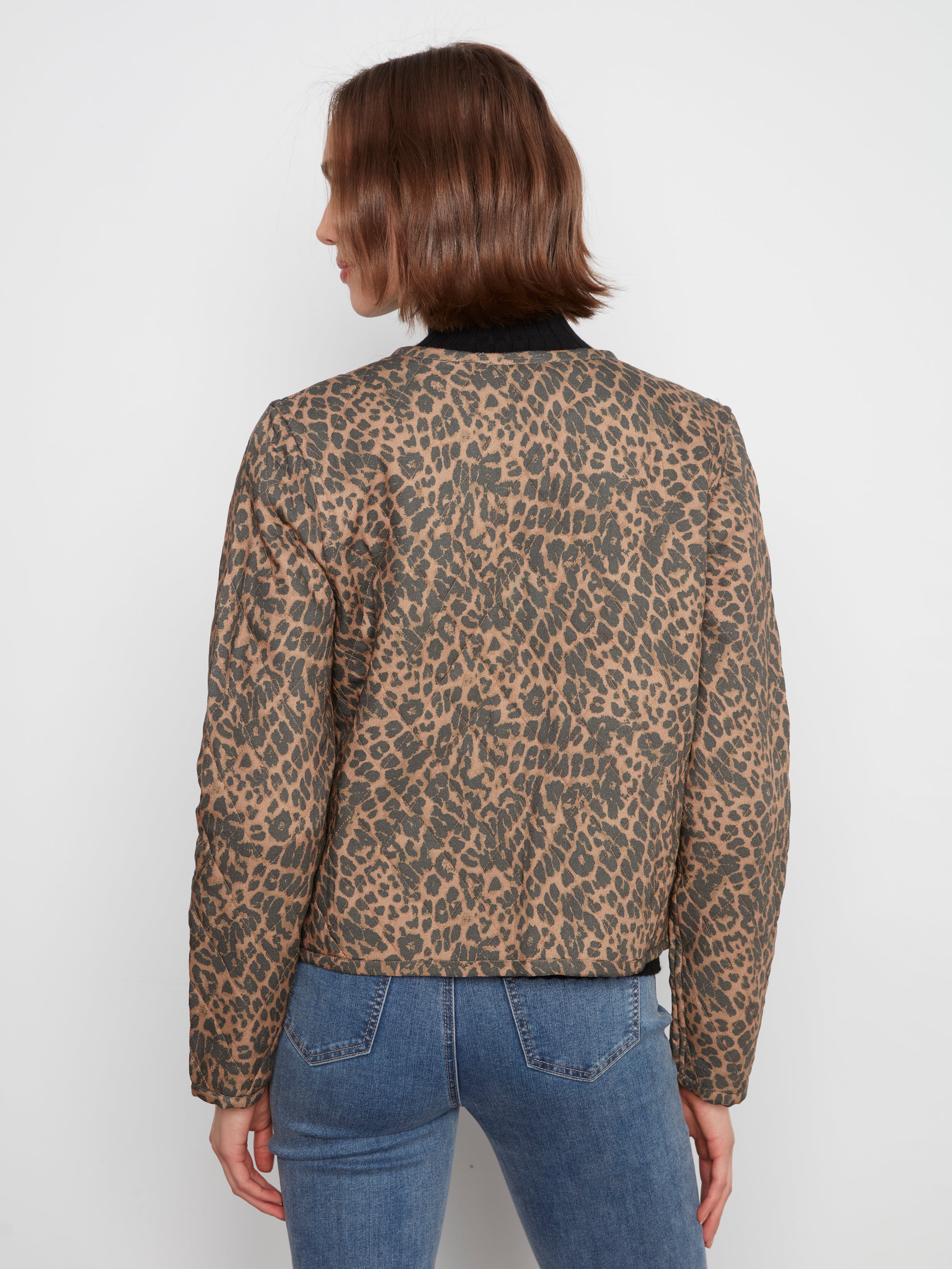 Charlie B Animal Print Quilted Open Jacket