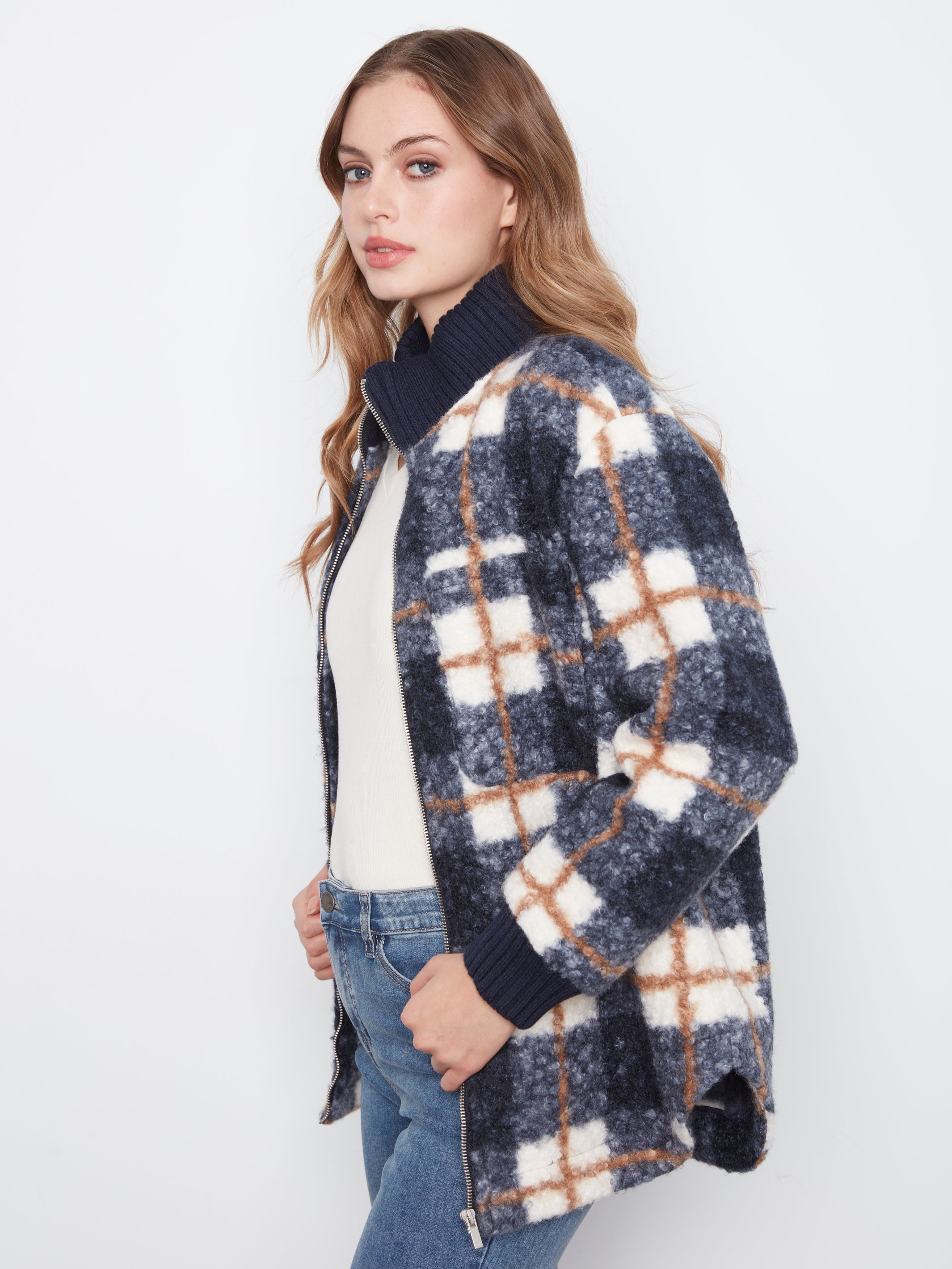Charlie B Autumn Radiance Bouclé Plaid Coat
