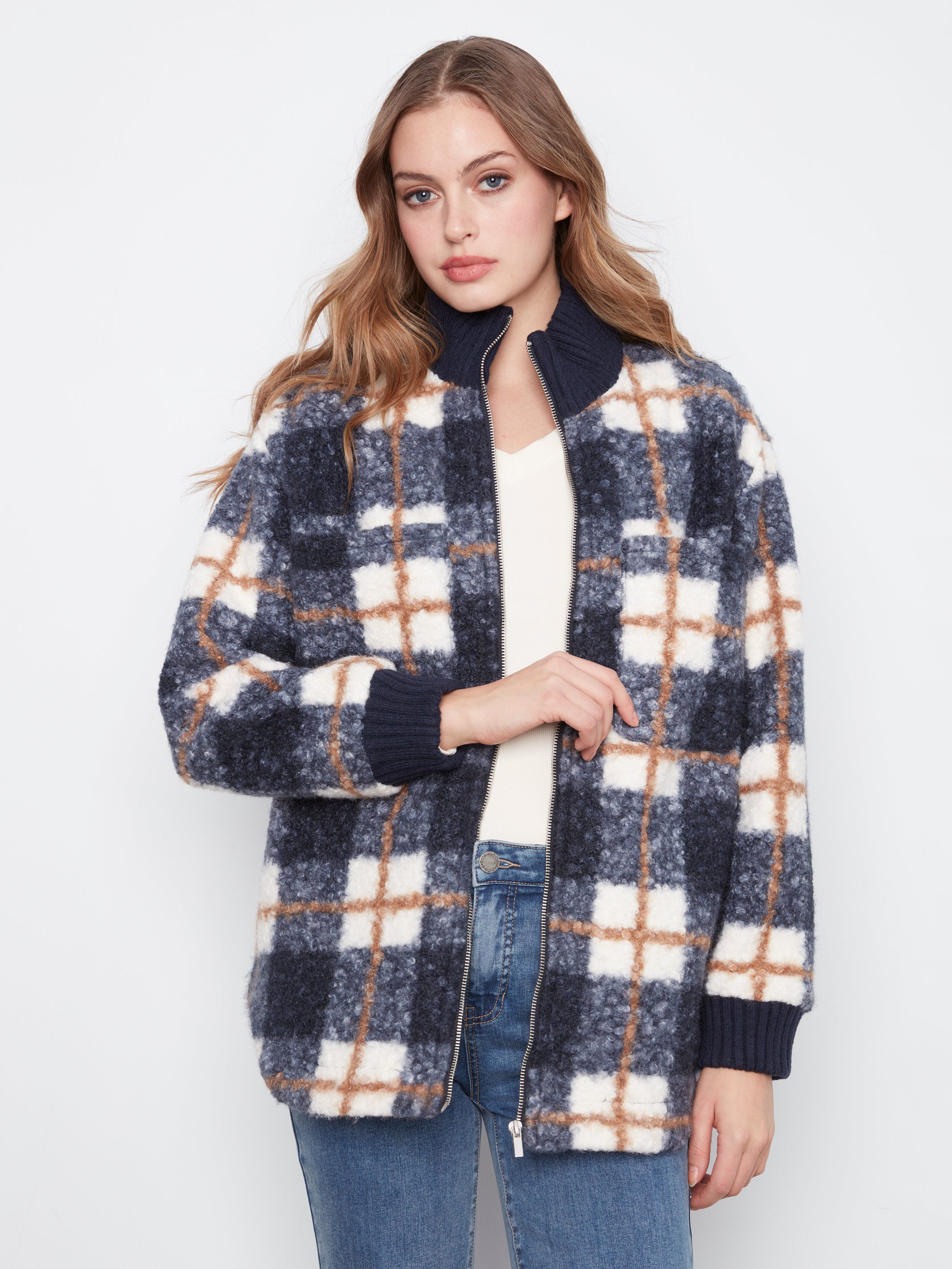 Charlie B Autumn Radiance Bouclé Plaid Coat