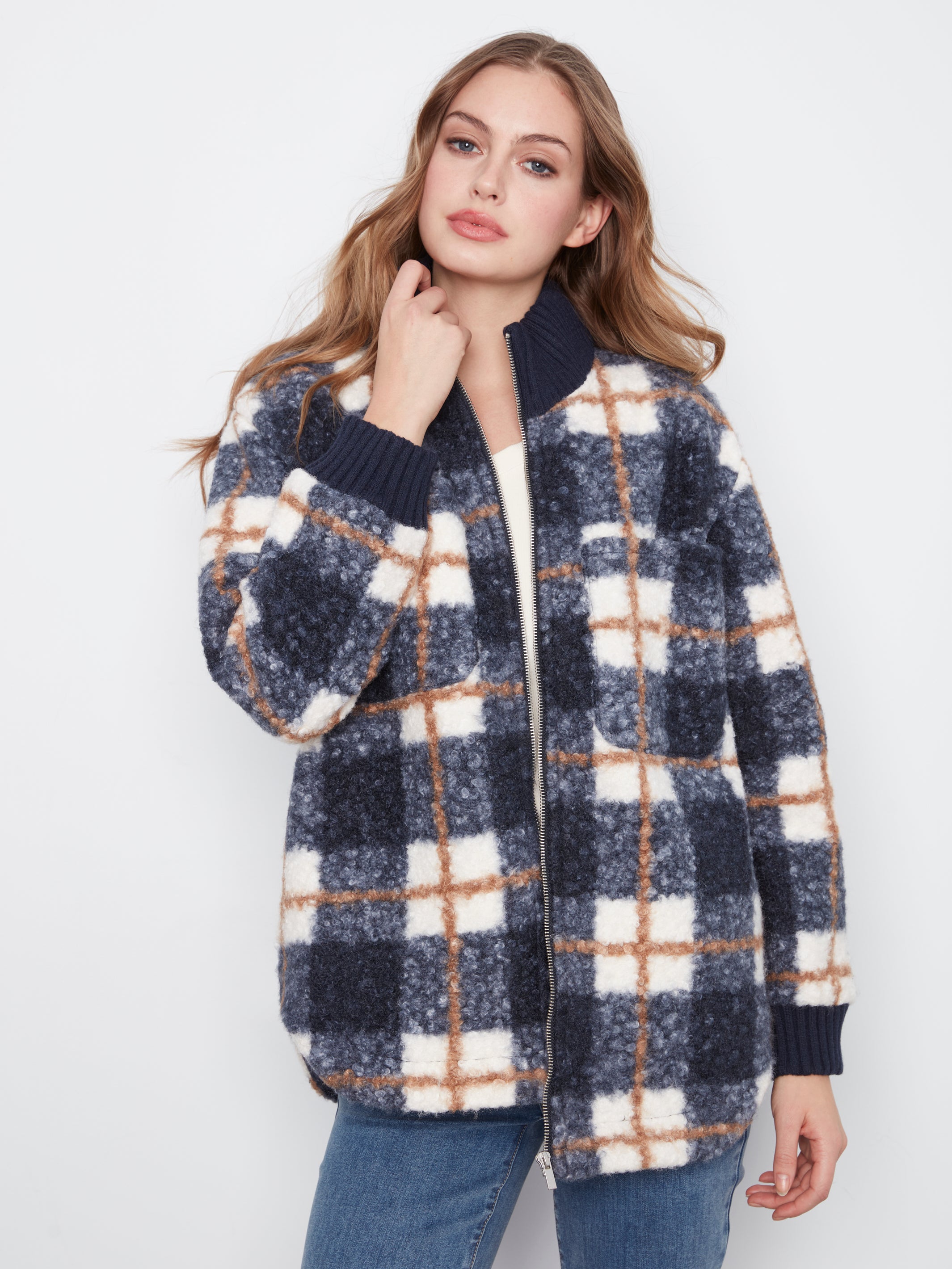 Charlie B Autumn Radiance Bouclé Plaid Coat