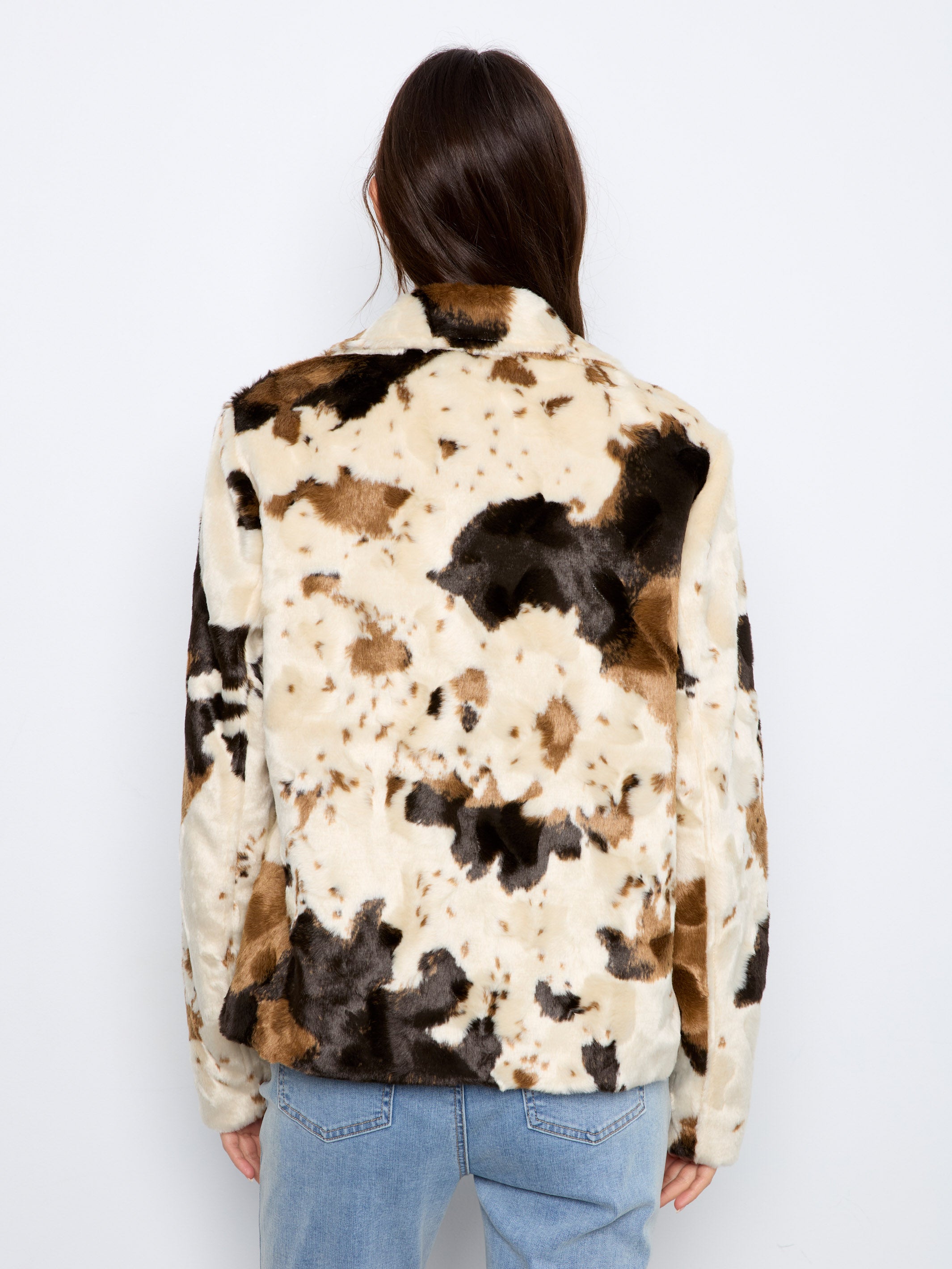 Charlie B It's One the Cover Cow Faux Fur Jacket