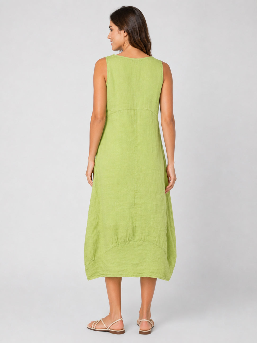 Linen Sleeveless Pocket Midi Dress