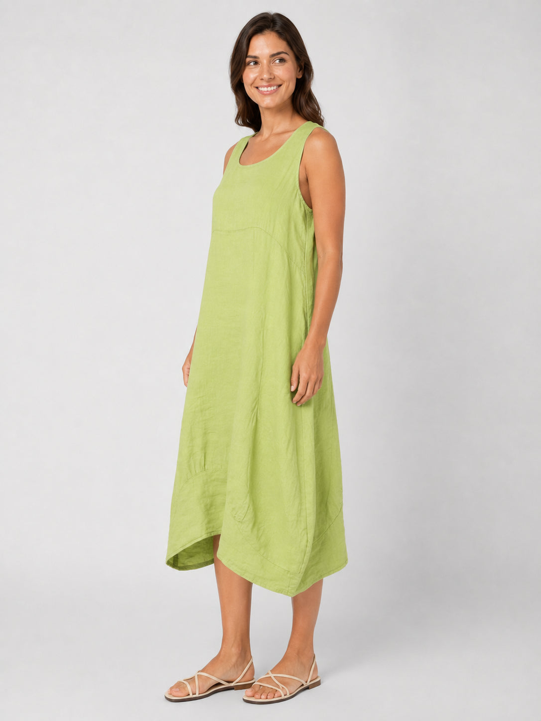 Linen Sleeveless Pocket Midi Dress