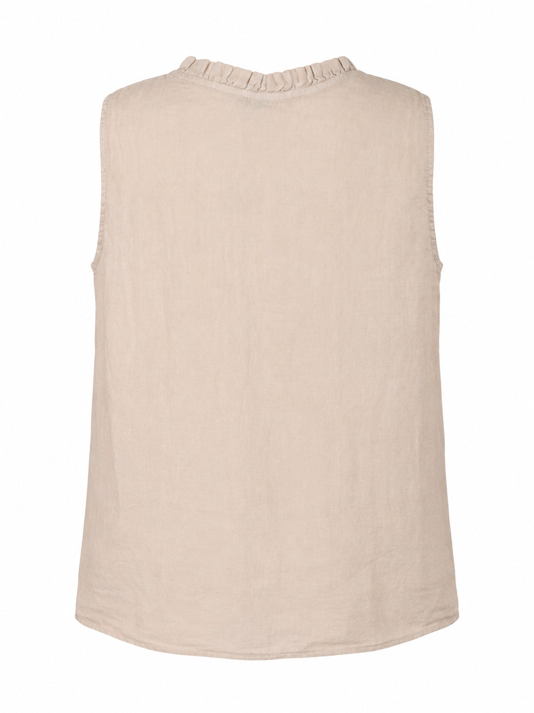 Ruffle Trim V-Neck Linen Sleeveless Top