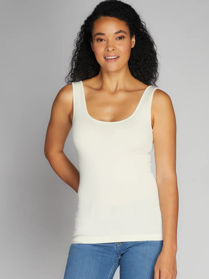 Bamboo Essential Tank Top in ivory by Coast To Coast Trading, sleeveless soft fabric scoop neck top for women.
