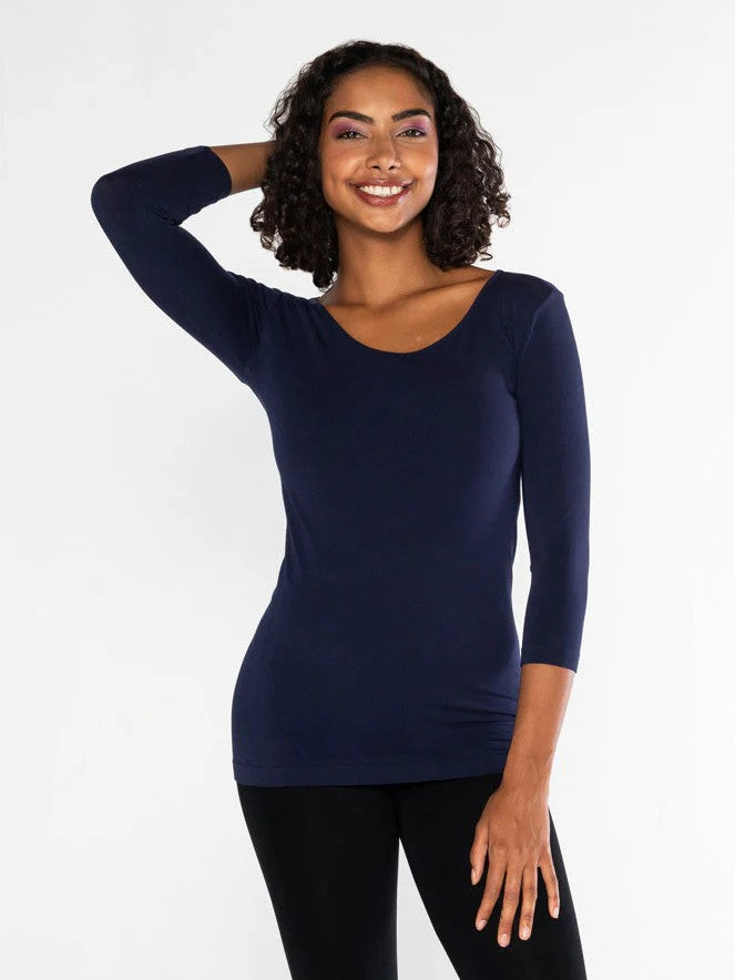 Bamboo 3/4 Sleeve Scoop Neck Tee