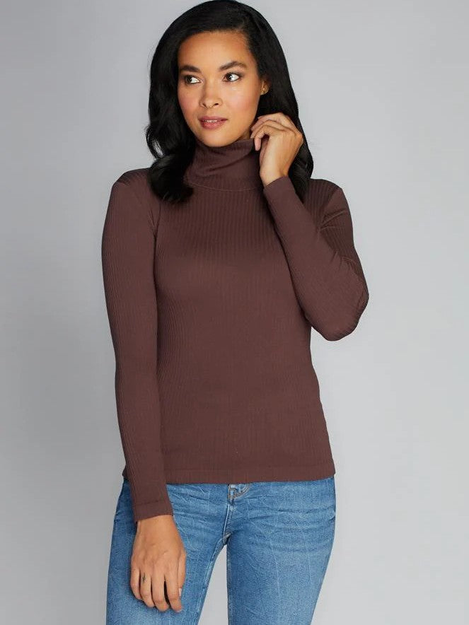 Seamless Rib Modal Long Sleeve Turtleneck Top