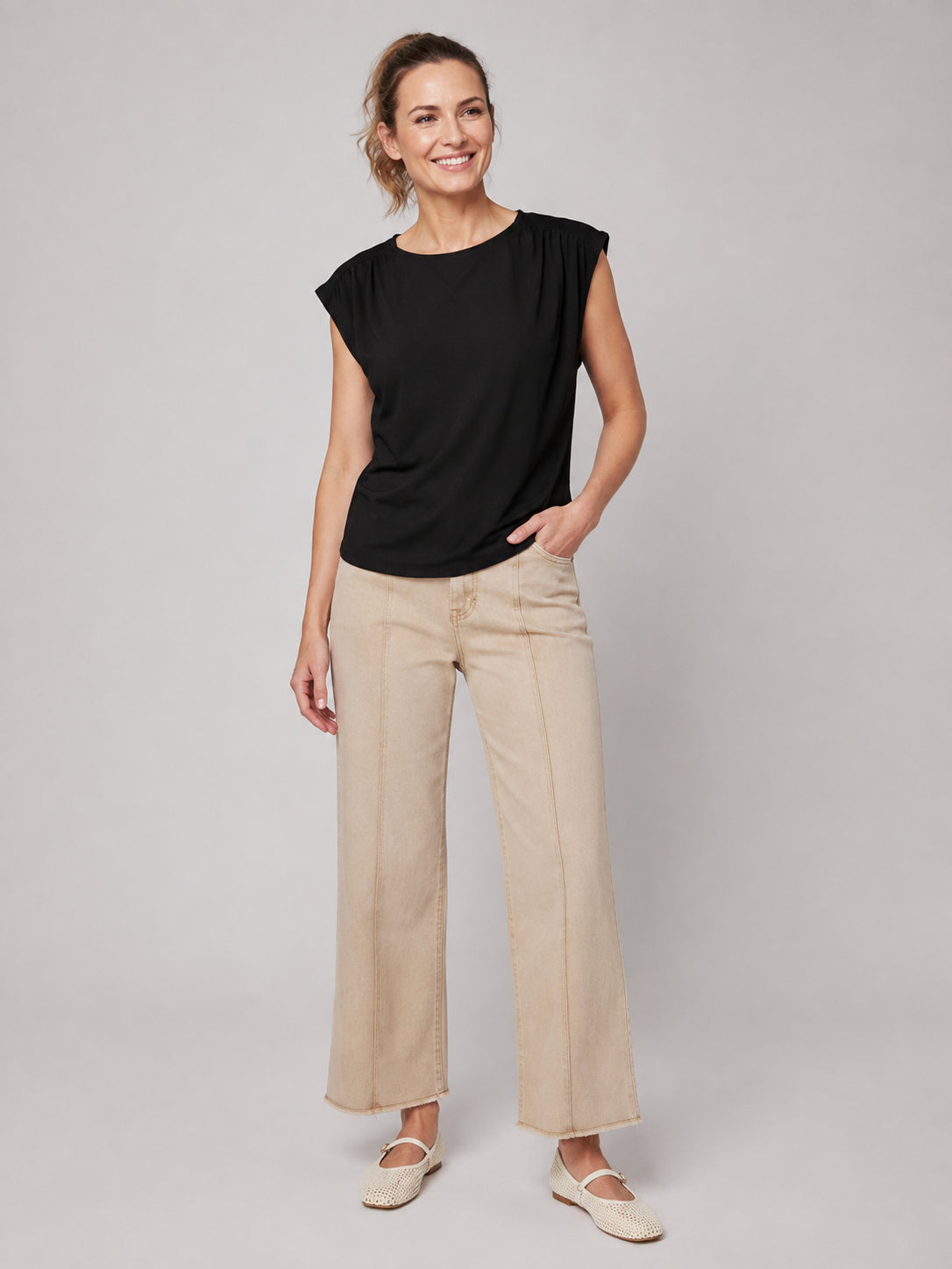 Simple Gather Sleeveless Top