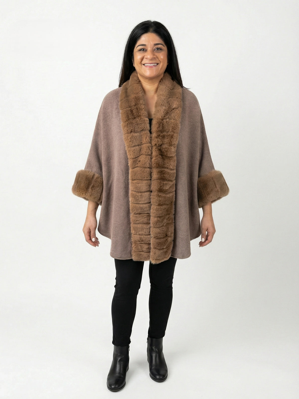 Fur Ladder & Cuff Poncho