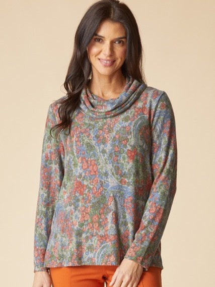 Habitat Floral Super Soft Cozy Cowl Neck Top