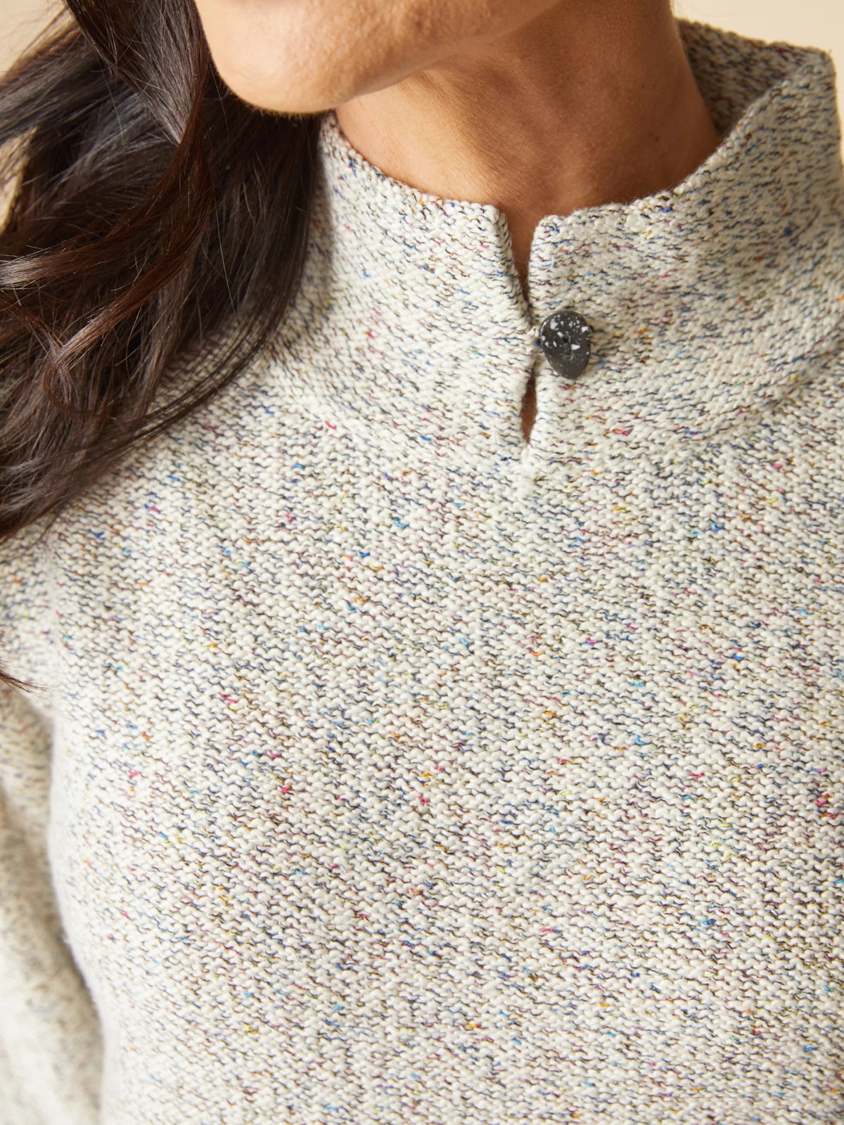 Habitat Frost & Found Speckled Button Neck Sweater