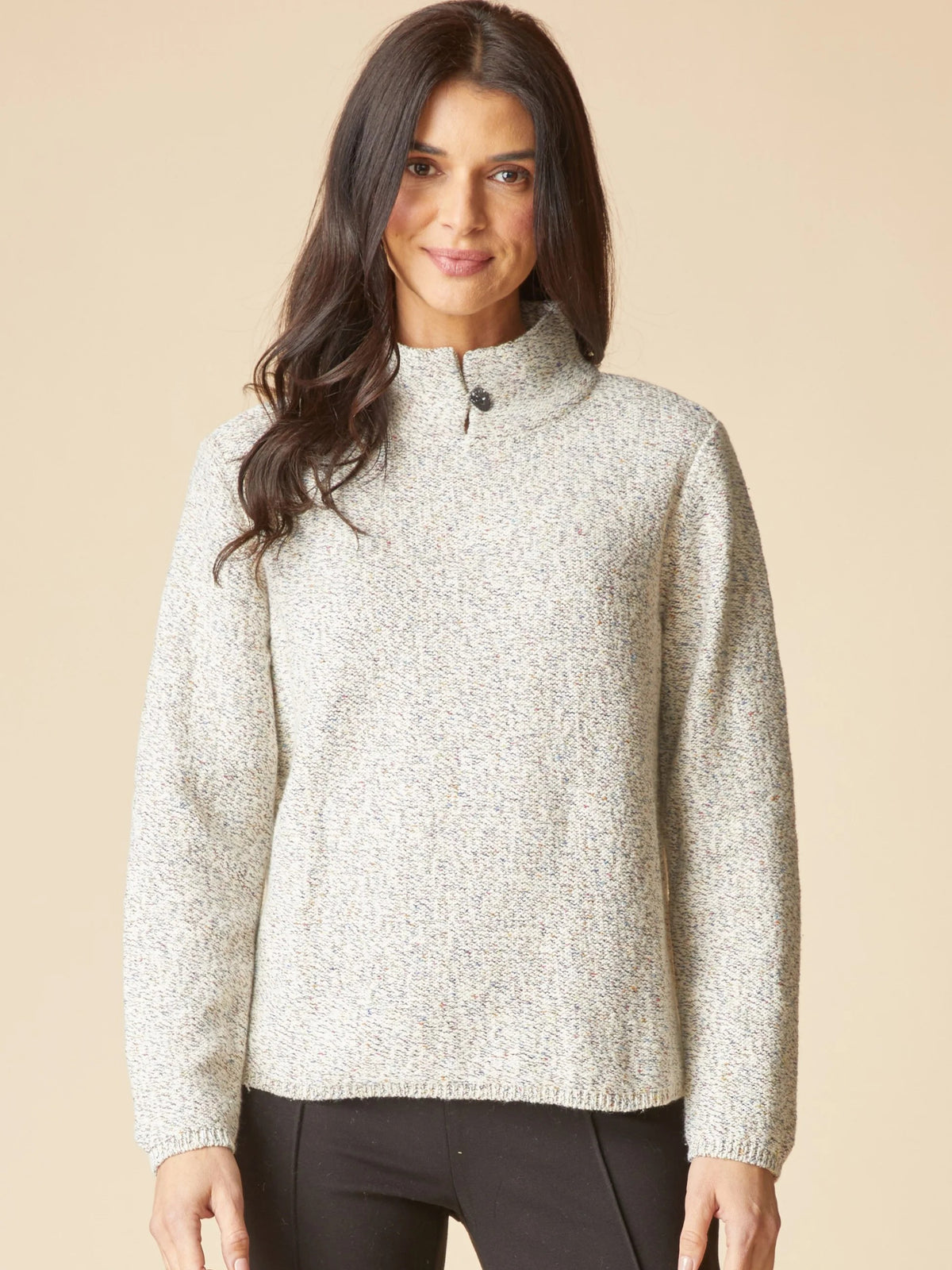 Habitat Frost & Found Speckled Button Neck Sweater