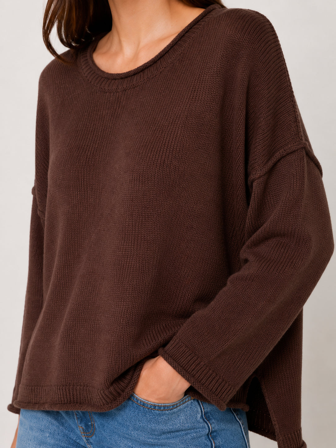 Washed Raw Crew Neck Sweater