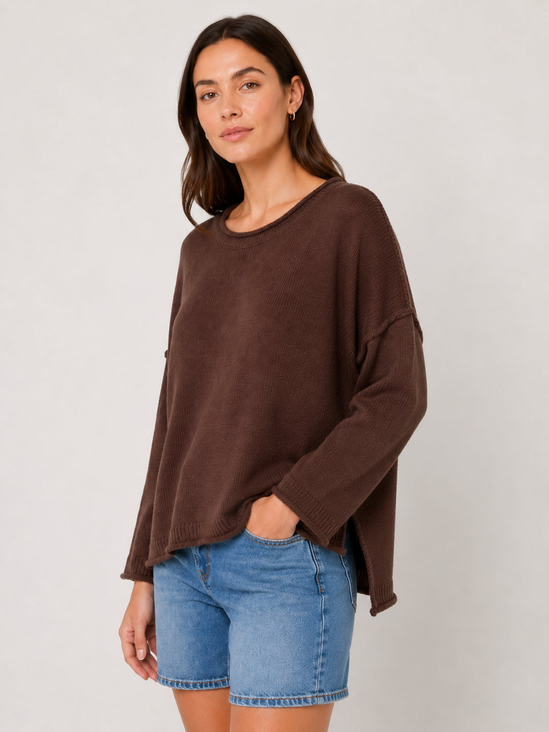 Washed Raw Crew Neck Sweater