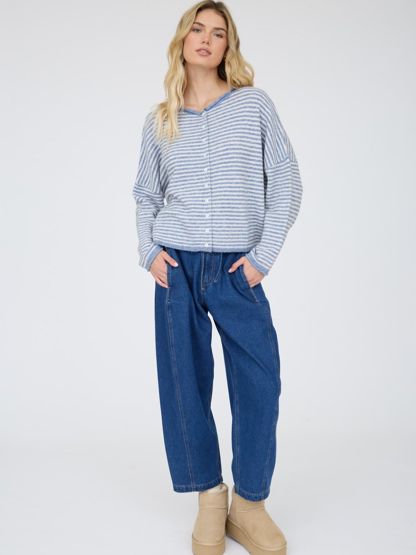 Manny Stripe Raw Edge Cardigan