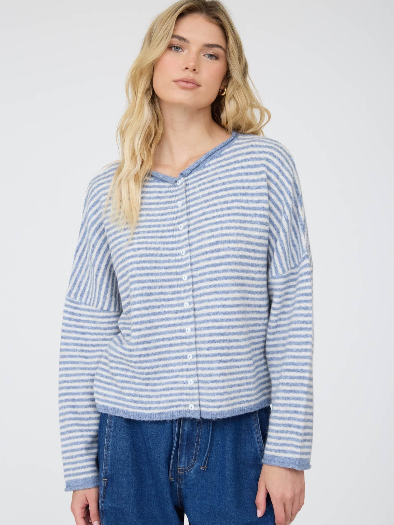 Manny Stripe Raw Edge Cardigan