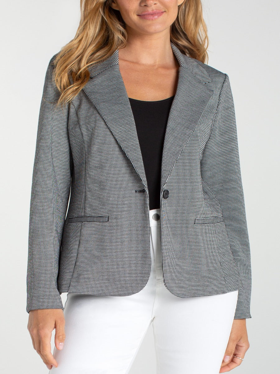 Liverpool Mini Black & White Fitted Blazer from Liverpool with classic small check pattern tailored for a flattering fit.