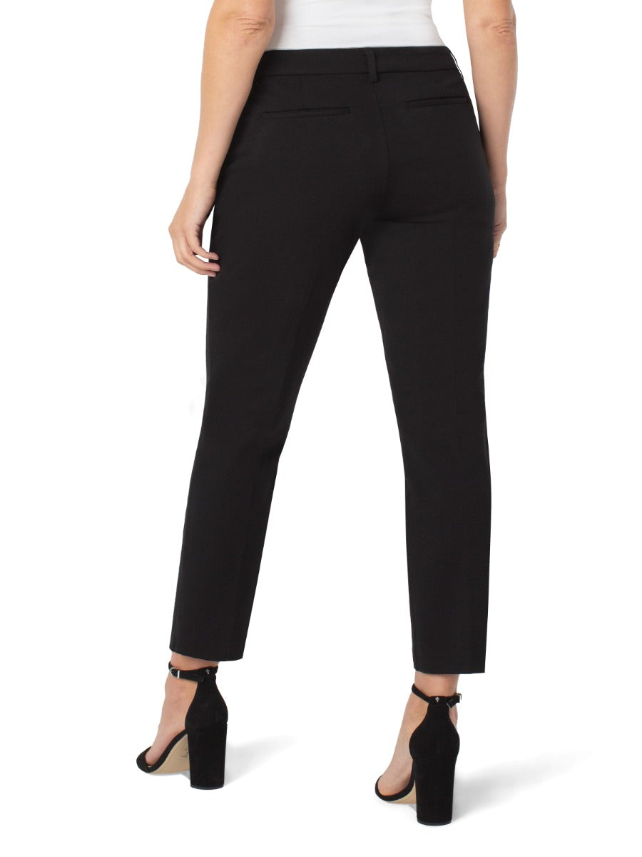 Liverpool Petite Kelsey 27” Solid Pant in black by Liverpool shown from the back with black heels