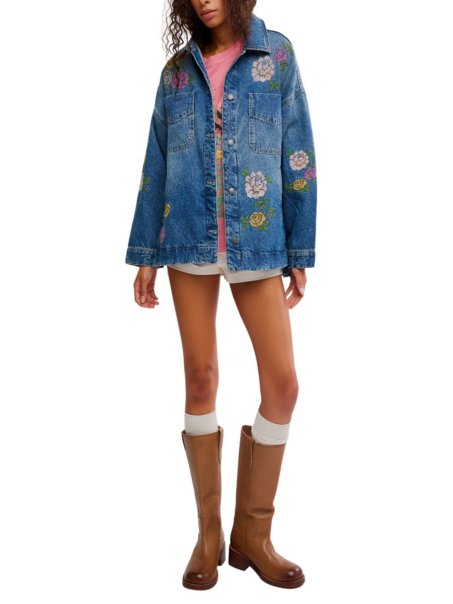 Free People Madison City Floral Denim Jacket – Samuel & Co