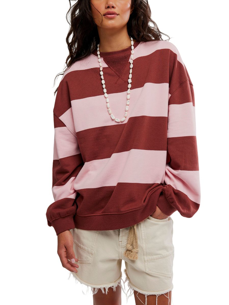 Free People Classic Wide Stripe Crewneck
