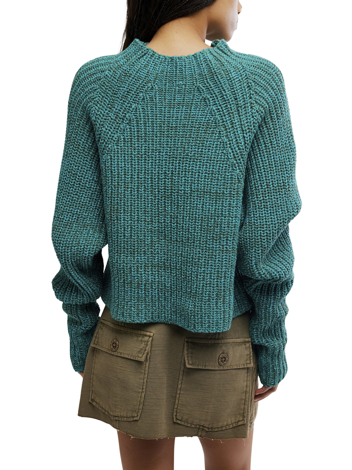 Free People Low Tide Cuff Sleeve Mock Neck Sweater