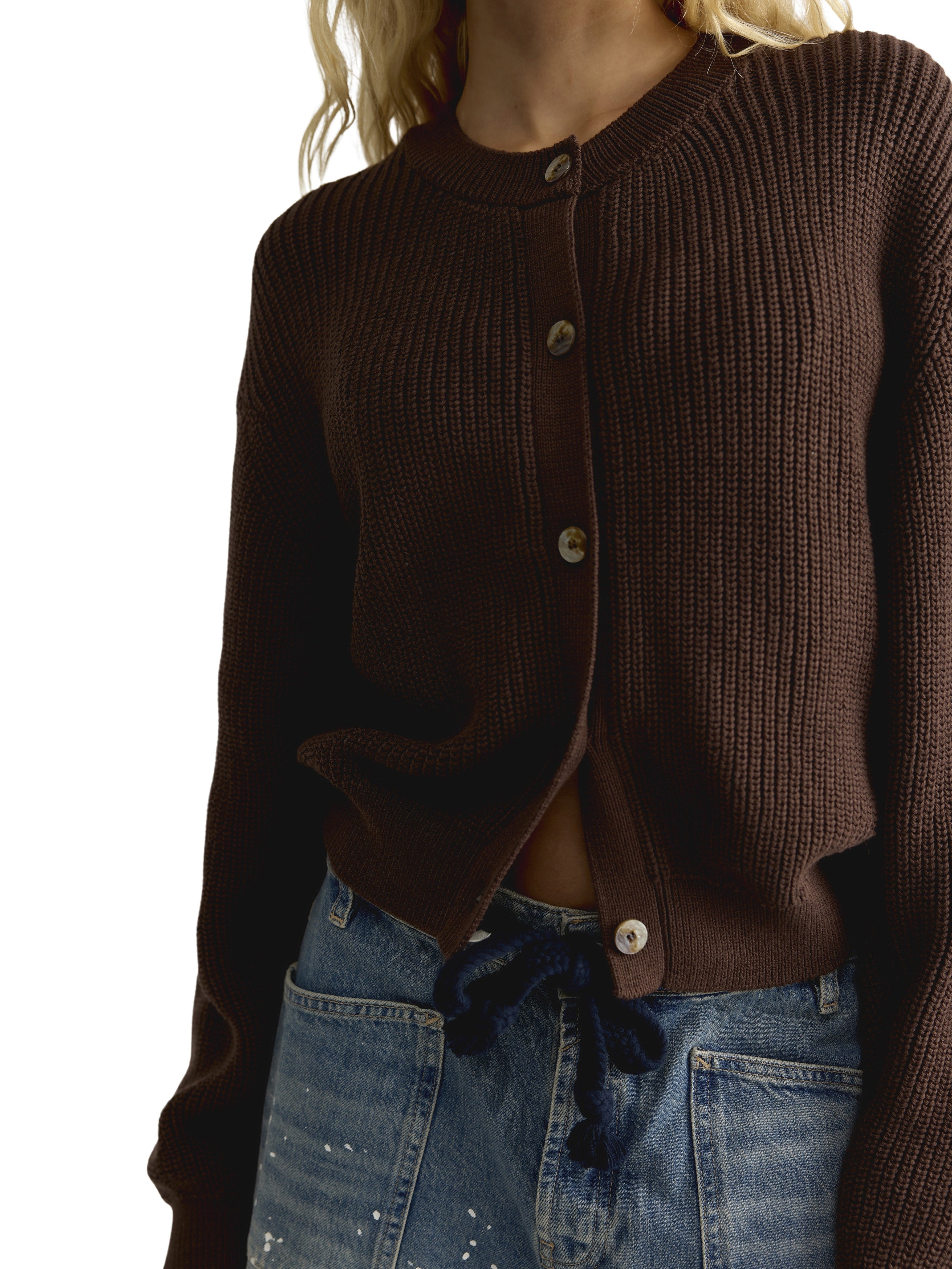 ennoy BUTTON CARDIGAN BROWN カーディガン Mサイズ Free People Vienna Button Front Crew Cardigan – Samuel & Co