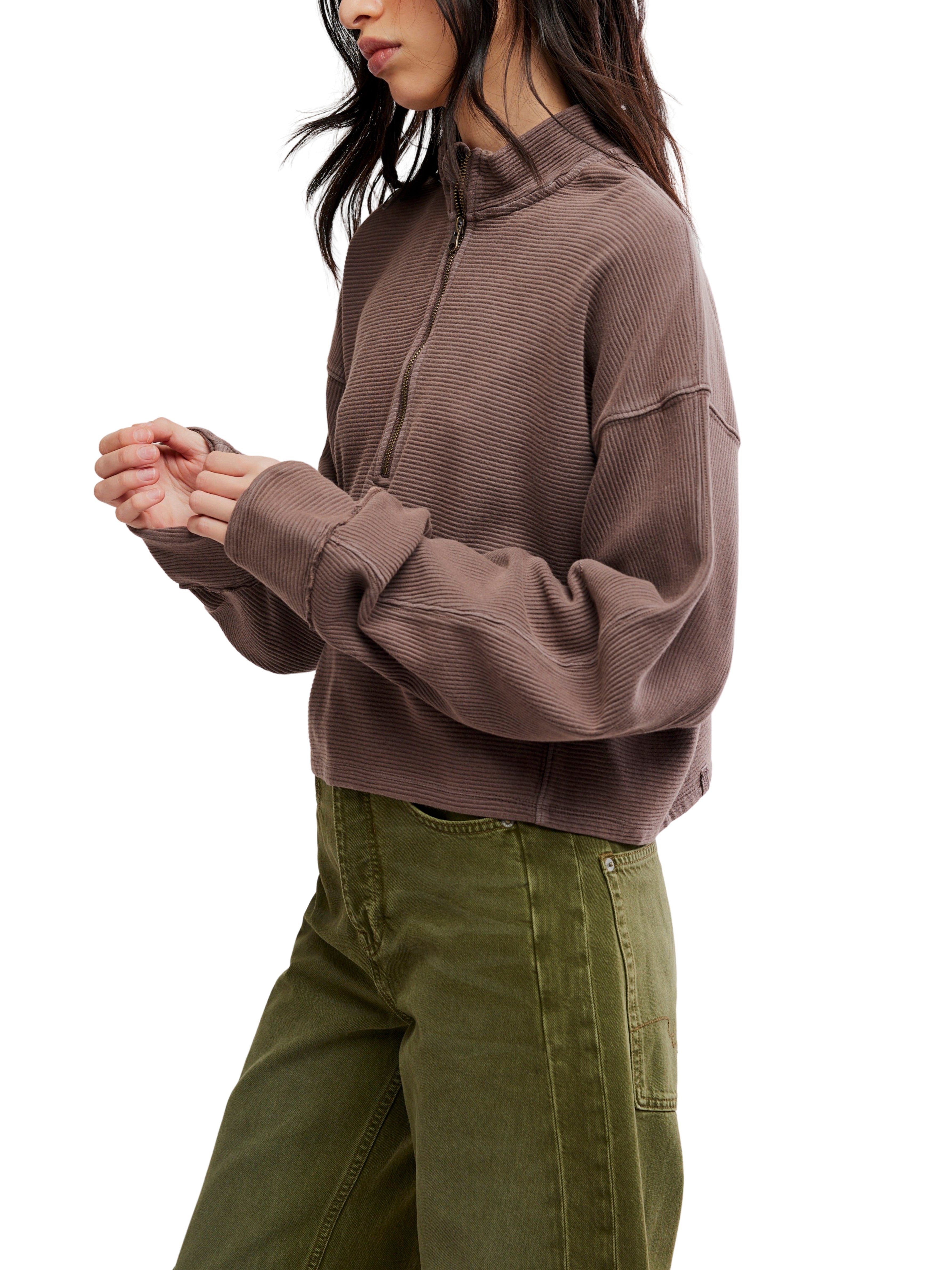 Free People Celeste Otto Quarter Zip Pullover
