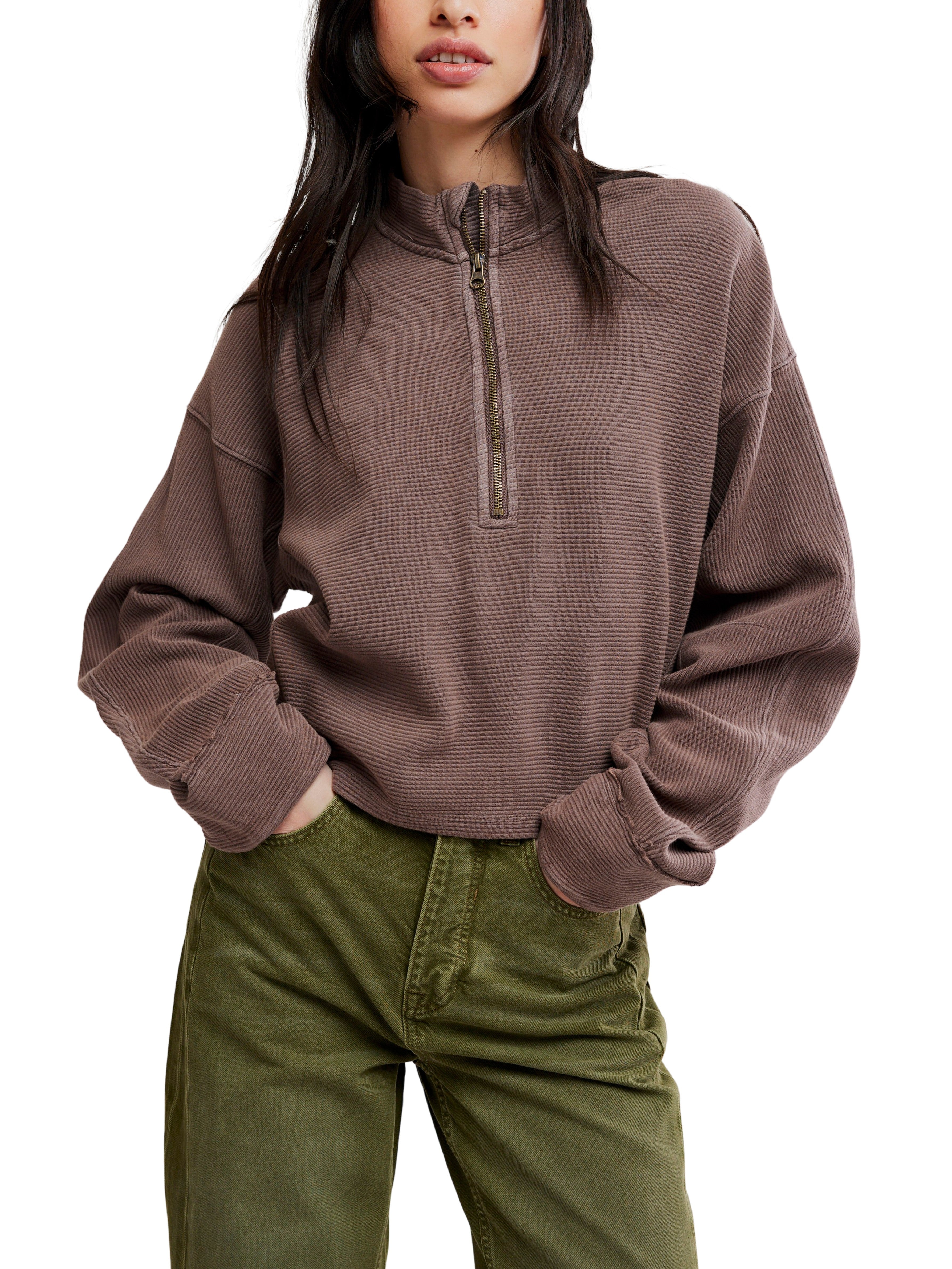 Free People Celeste Otto Quarter Zip Pullover