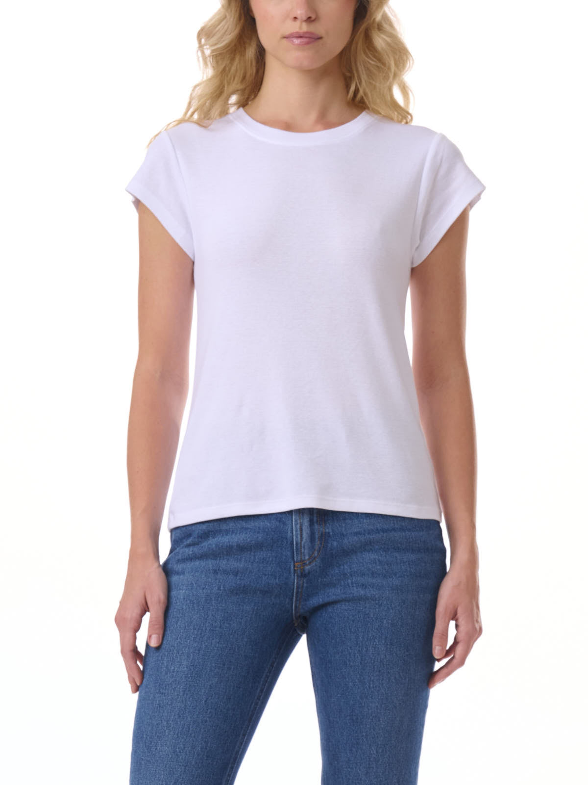 Splendid Faye Short Sleeve Crew Tee in white, a versatile cotton top ideal for casual outfits by Splendid.