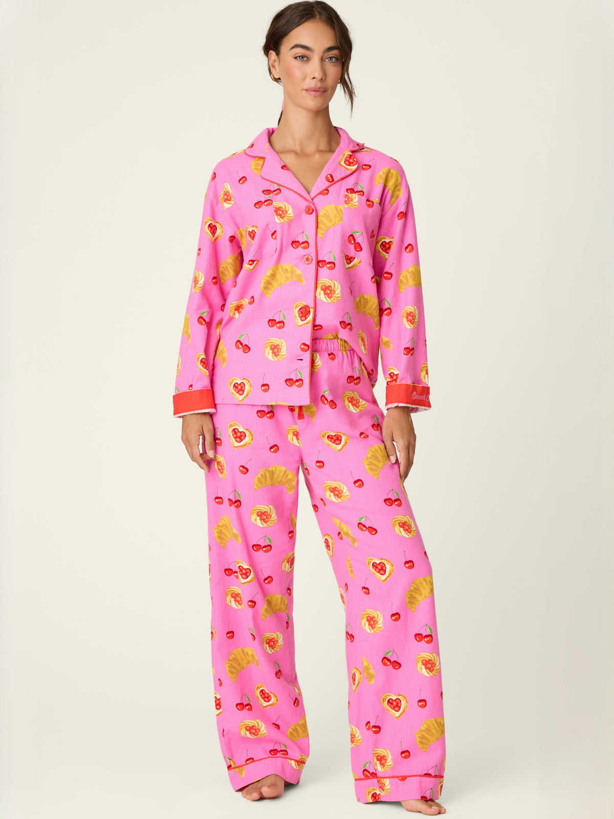 Brunch Print Flannel Pajama Set