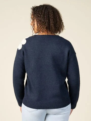 Papillon Multi Daisy Crochet Crew Neck Sweater
