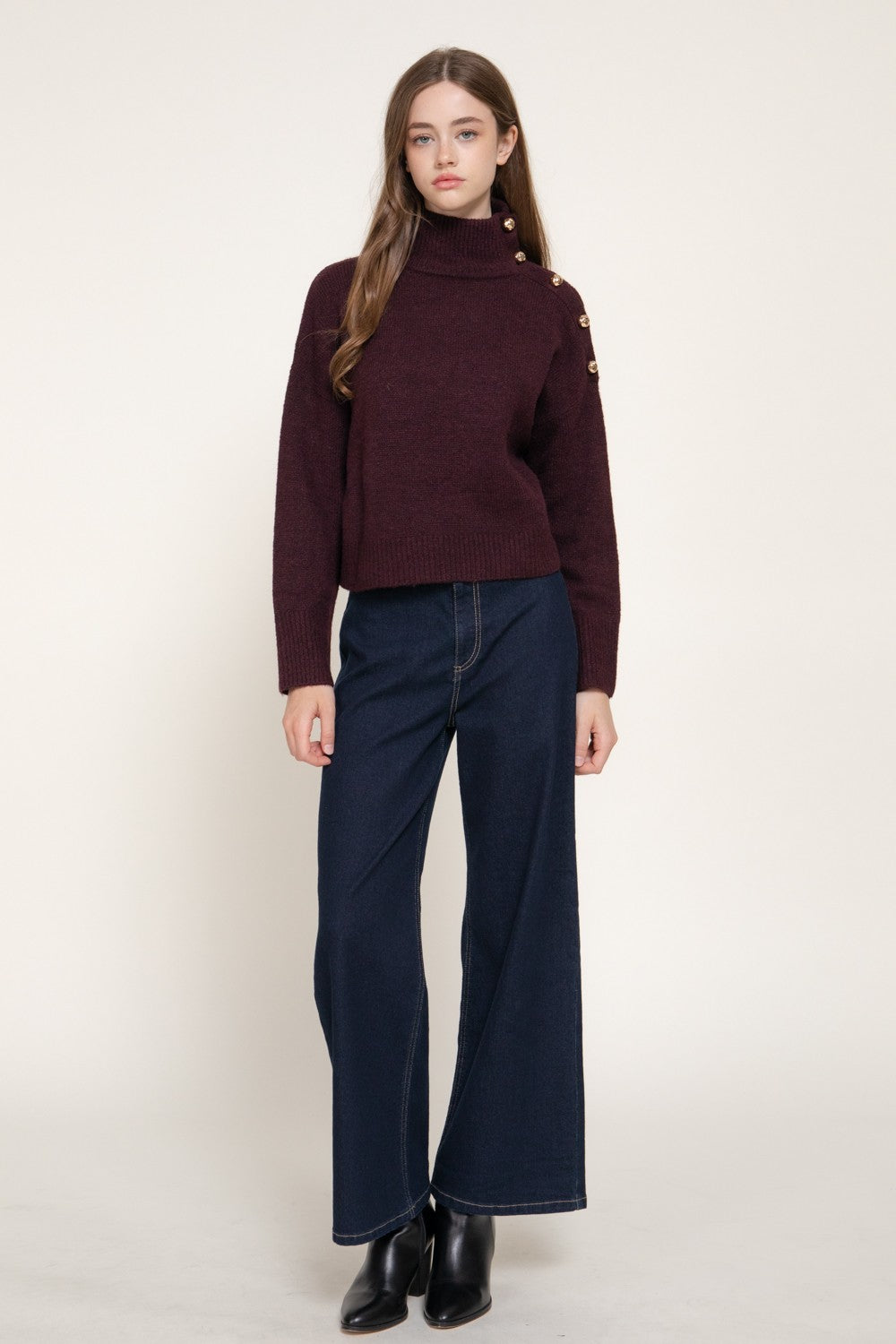 Hammer Button Mock Neck Sweater