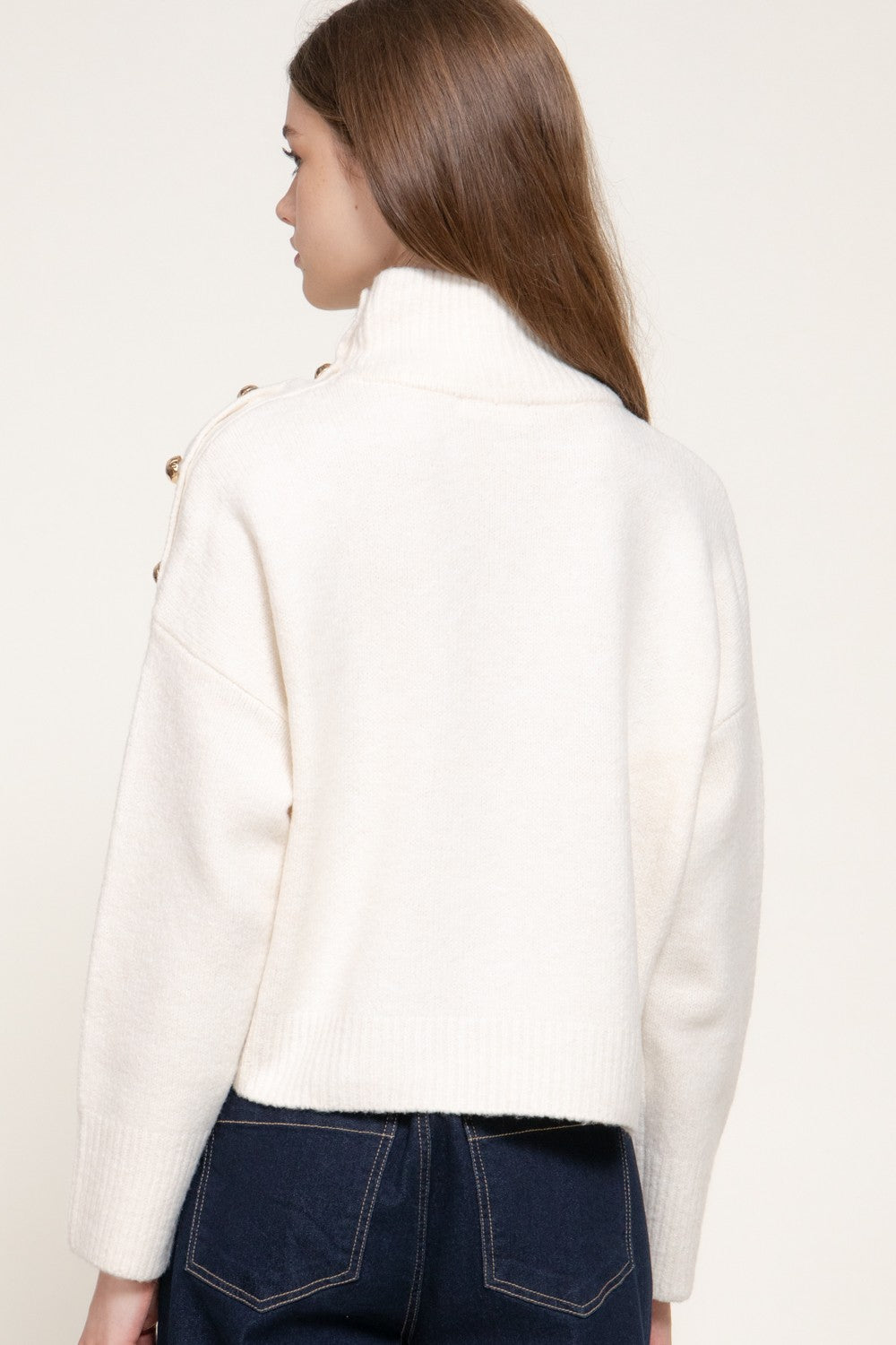 Hammer Button Mock Neck Sweater