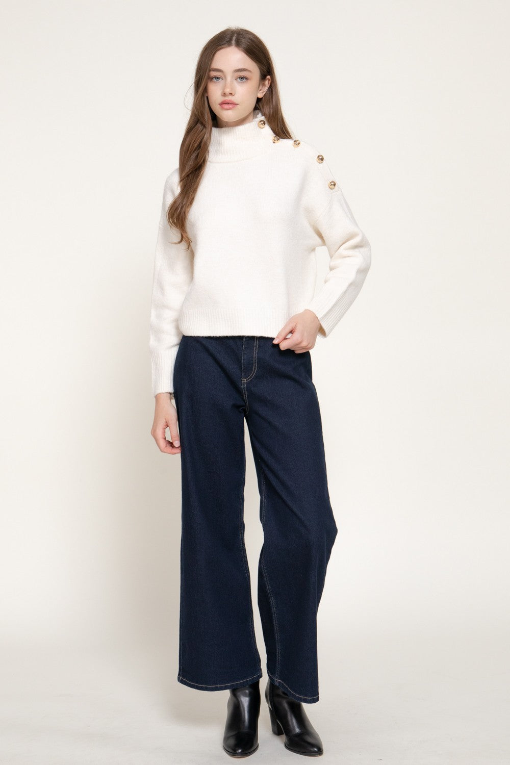 Hammer Button Mock Neck Sweater