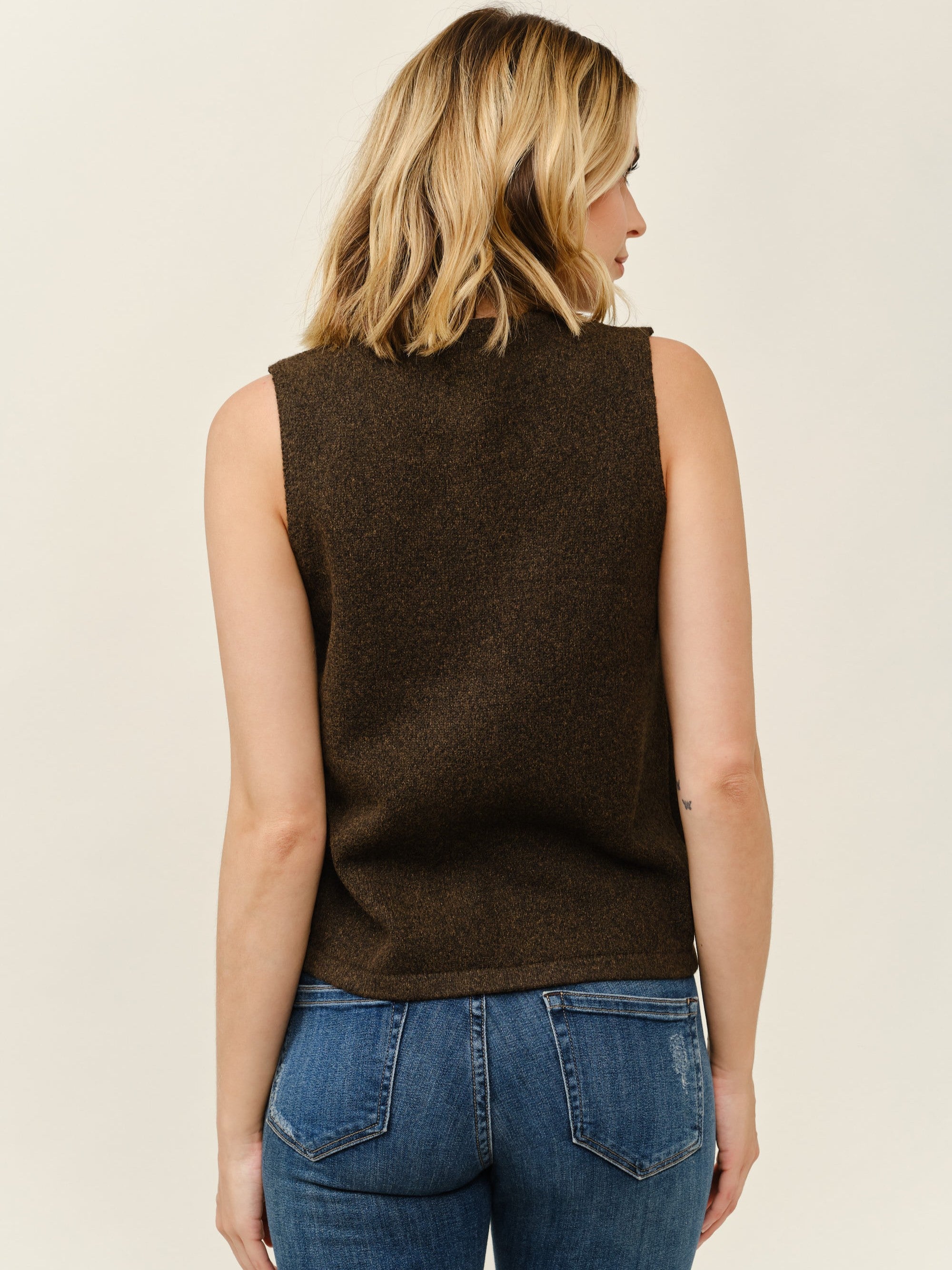 Button Front Fitted V-Neck Vest